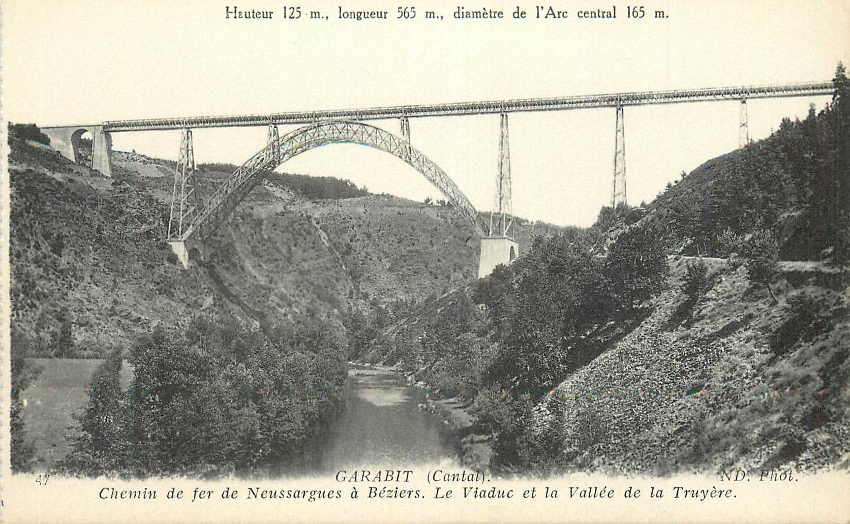 CPA Garabit (cantal) chemin de fer de neussarques a beziers le viadue et la vallee de la truyere