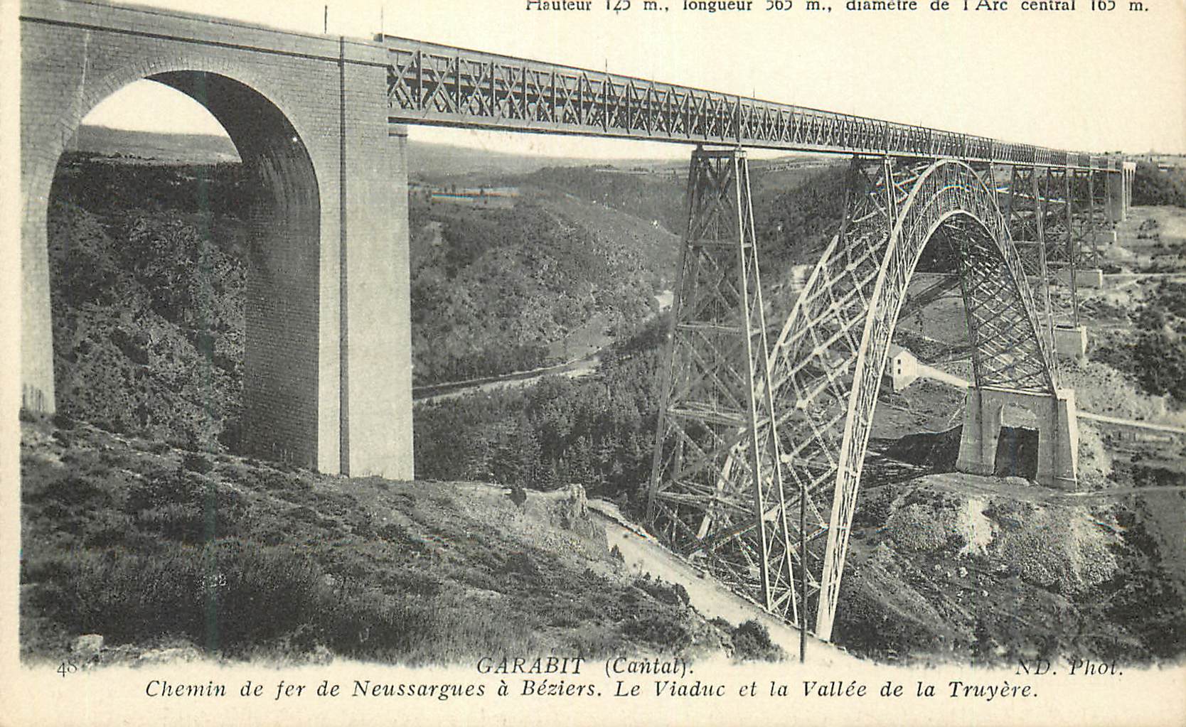CPA Garabit (cantal) chemin de fer de neussarques a beziers le viadue et la vallee de la truyere