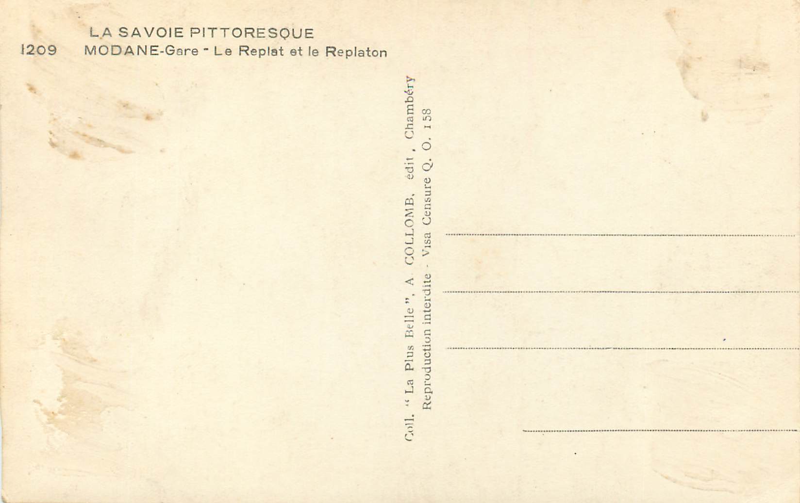 CPM La savoie pittoresque 1209 modane gare le replat et le replaton — Rückseite