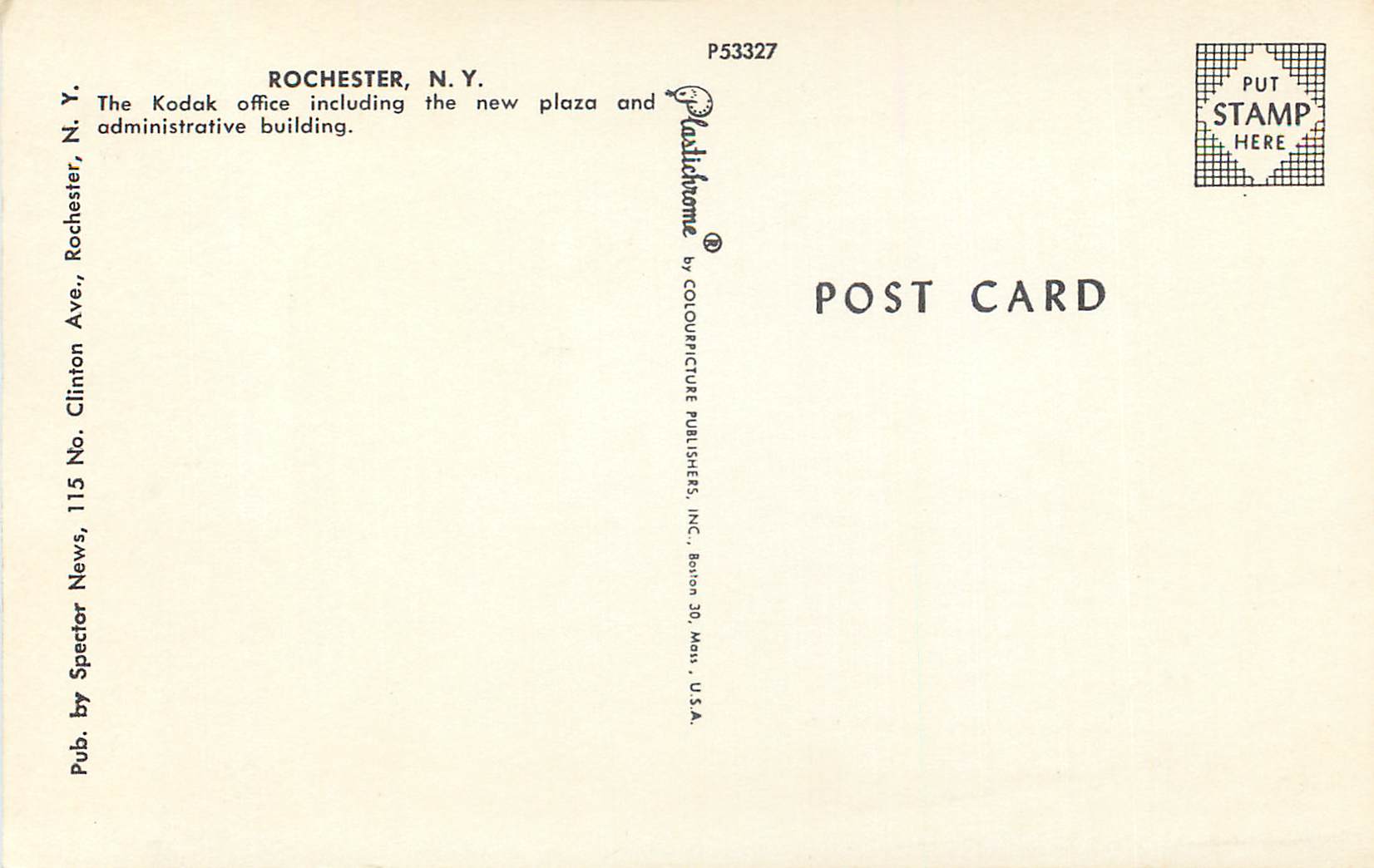 CPM Rochester n y the kodak office including the new plaza and administrative building — Rückseite