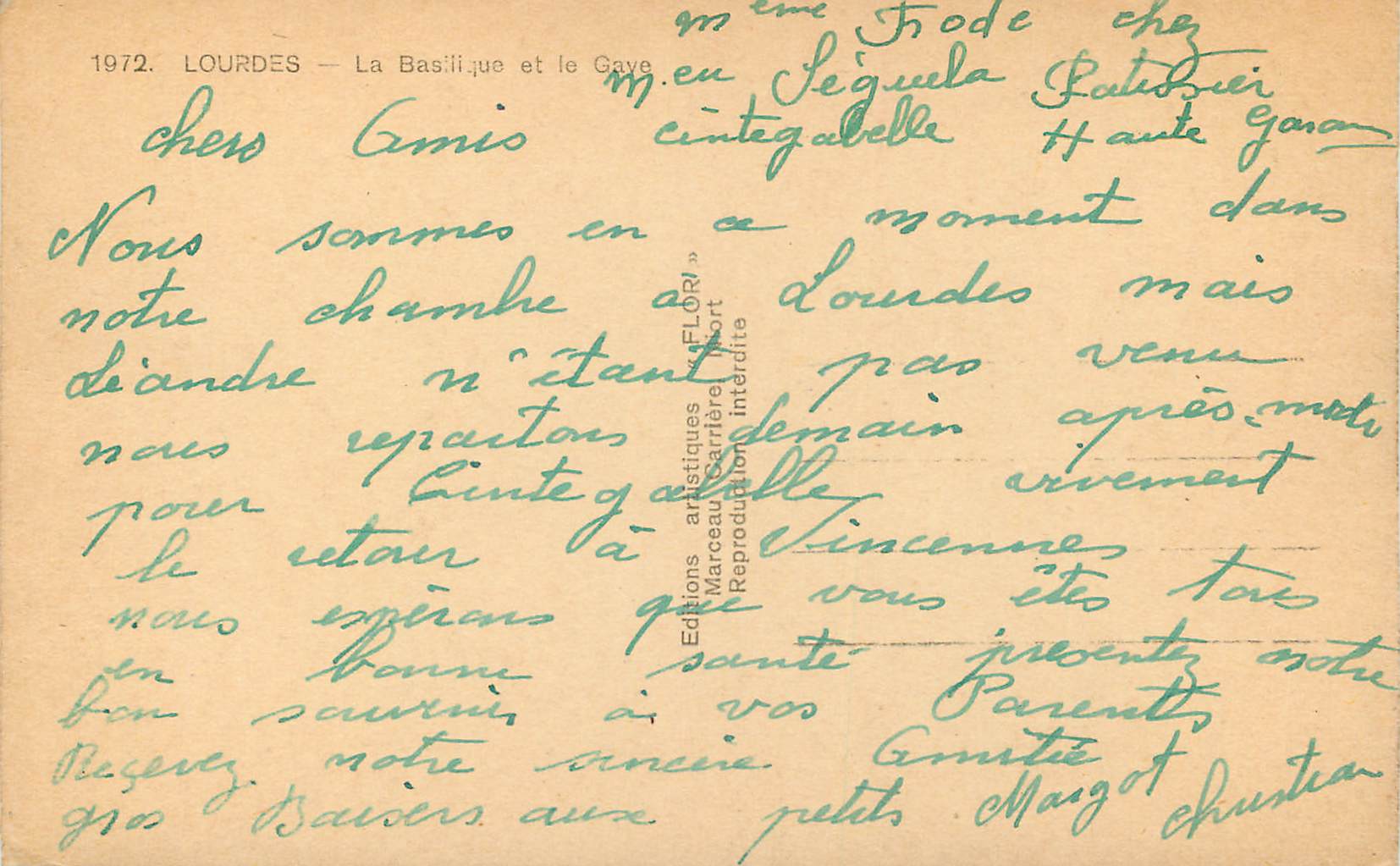 CPA 1972 lourdes la basilique et le gave — Verso