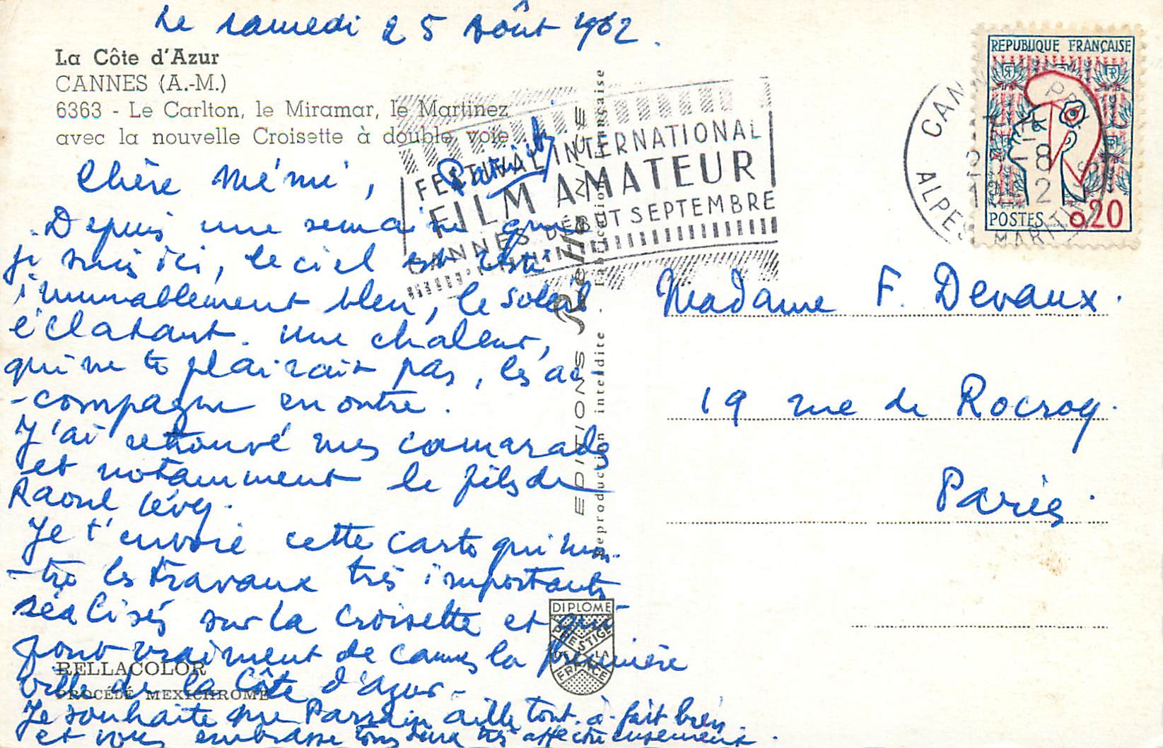 CPM La cote cannes (a m) 6363 le carlton le miramar le martinez avec la nouvelle croisette a double voie — Rückseite