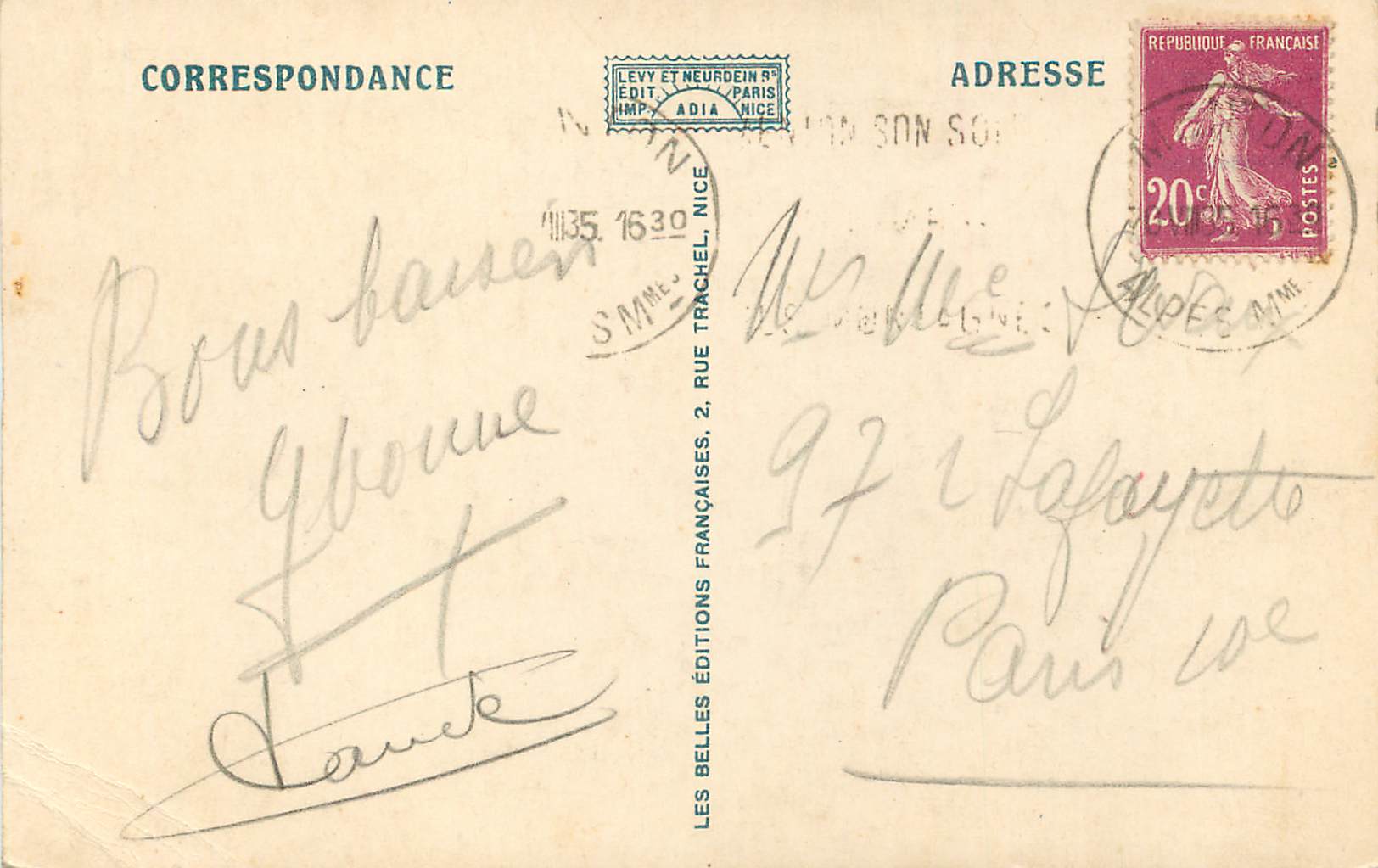 CPA 228 menton vue general prise de frontiere italienne nd — Rückseite