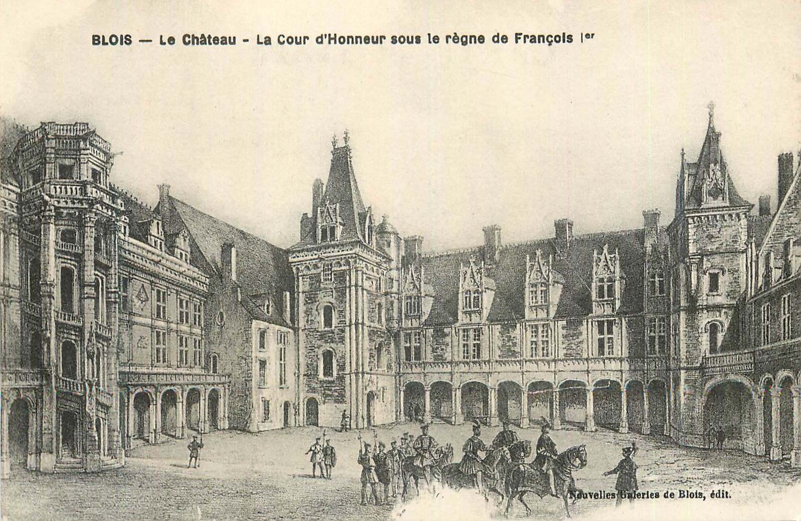 CPA Blois le chateau la cour d honneur sous le regne de francois 1