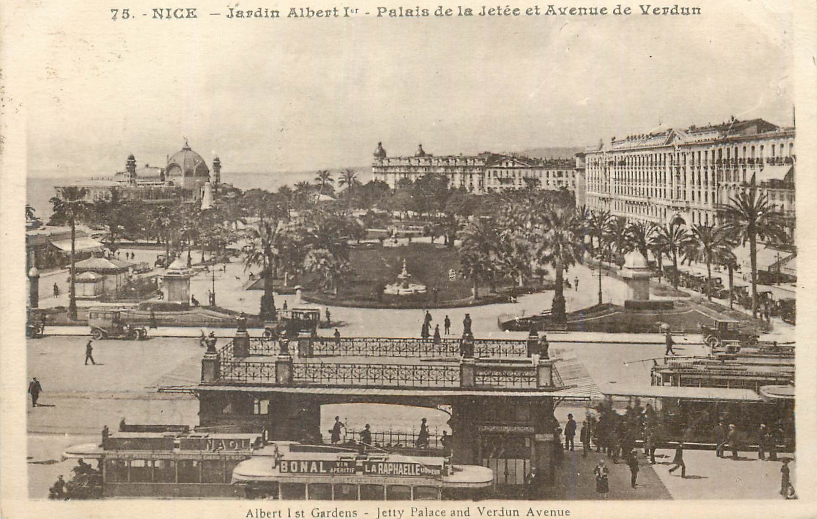 CPA 75 nice jardin albert 1 palais de la jetee et avenue de verdun Tramways