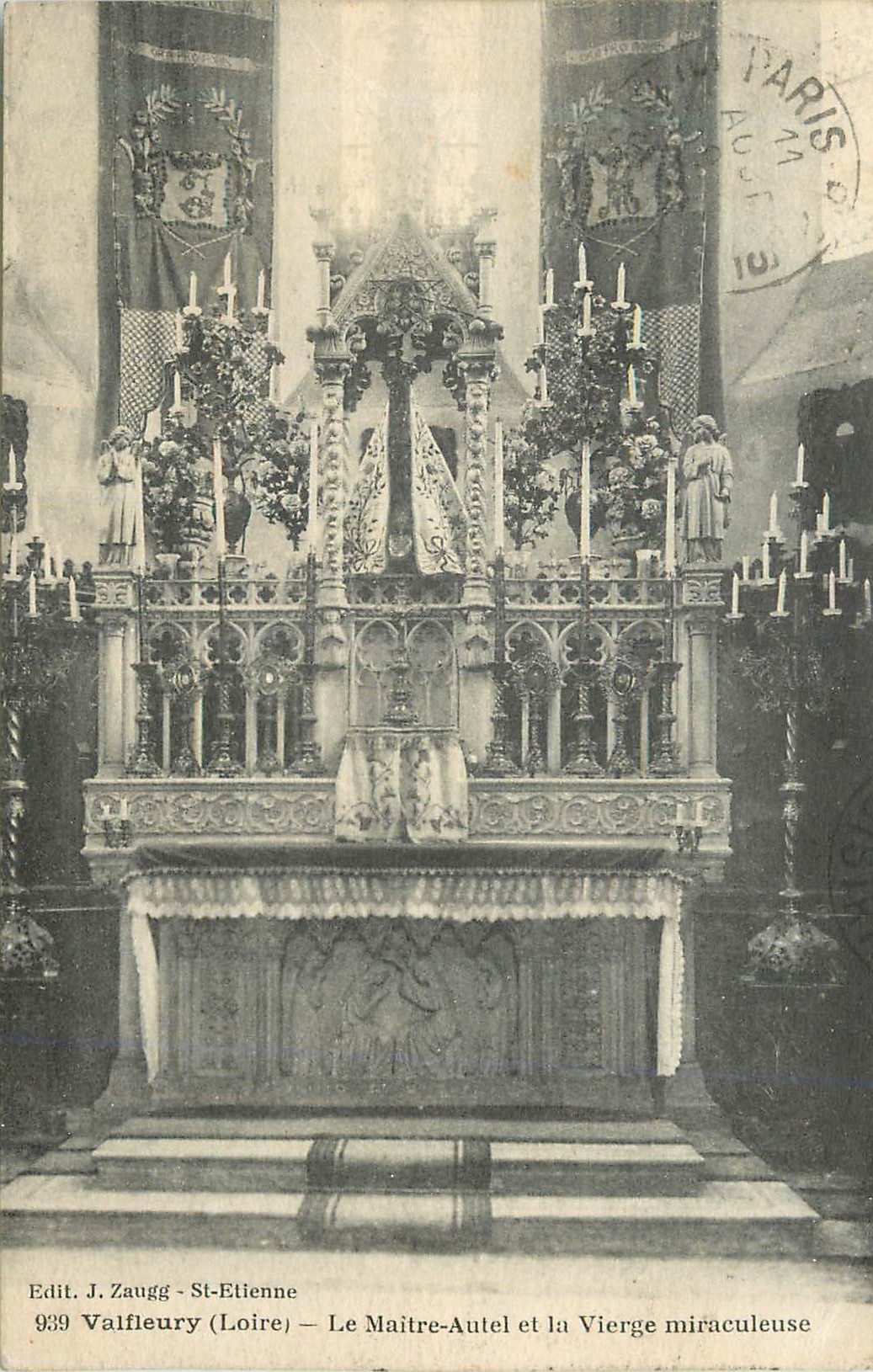 Valfleury (Loire) — Le Maître-Autel et la Vierge miraculeuse — Edit. J. Zaugg - St-Etienne n°939