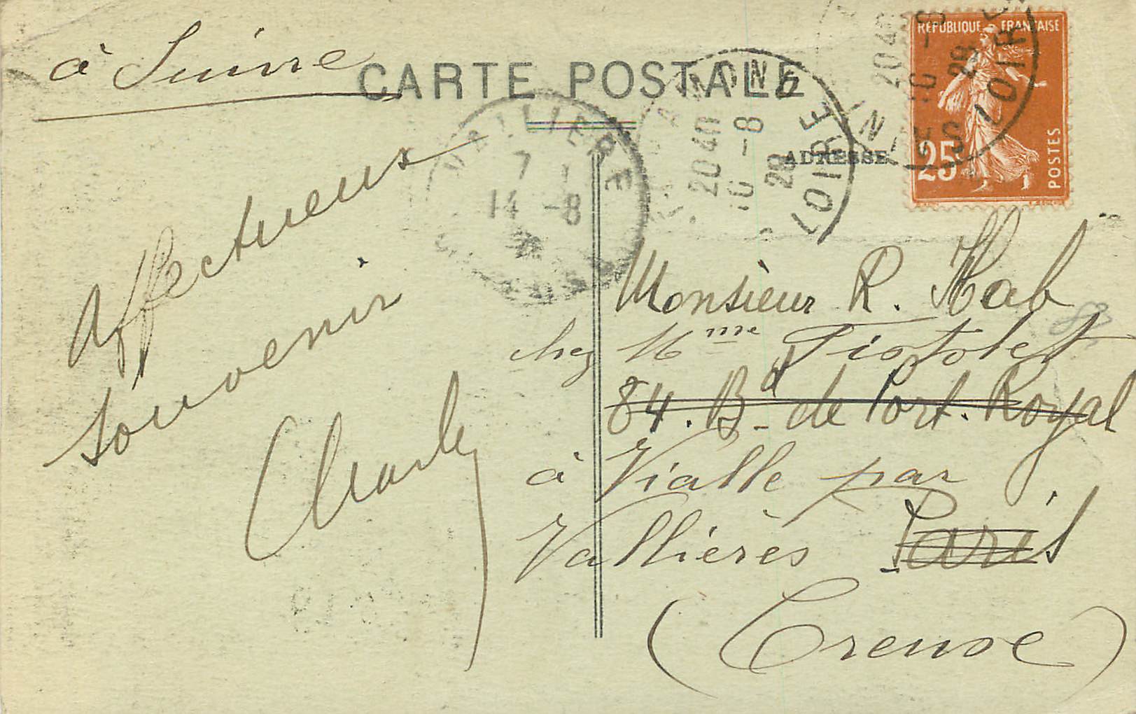 Valfleury (Loire) — Le Maître-Autel et la Vierge miraculeuse — Edit. J. Zaugg - St-Etienne n°939 — Verso