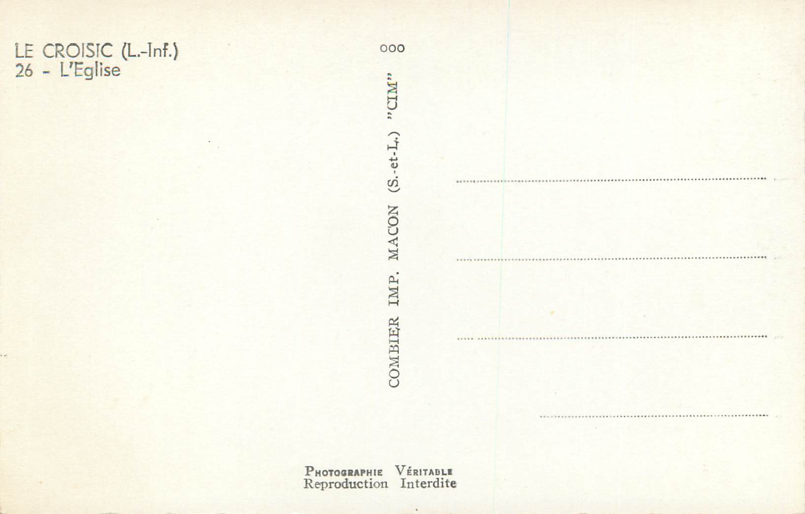 CPA Le croisic (l inf) 26 l eglise — Rückseite