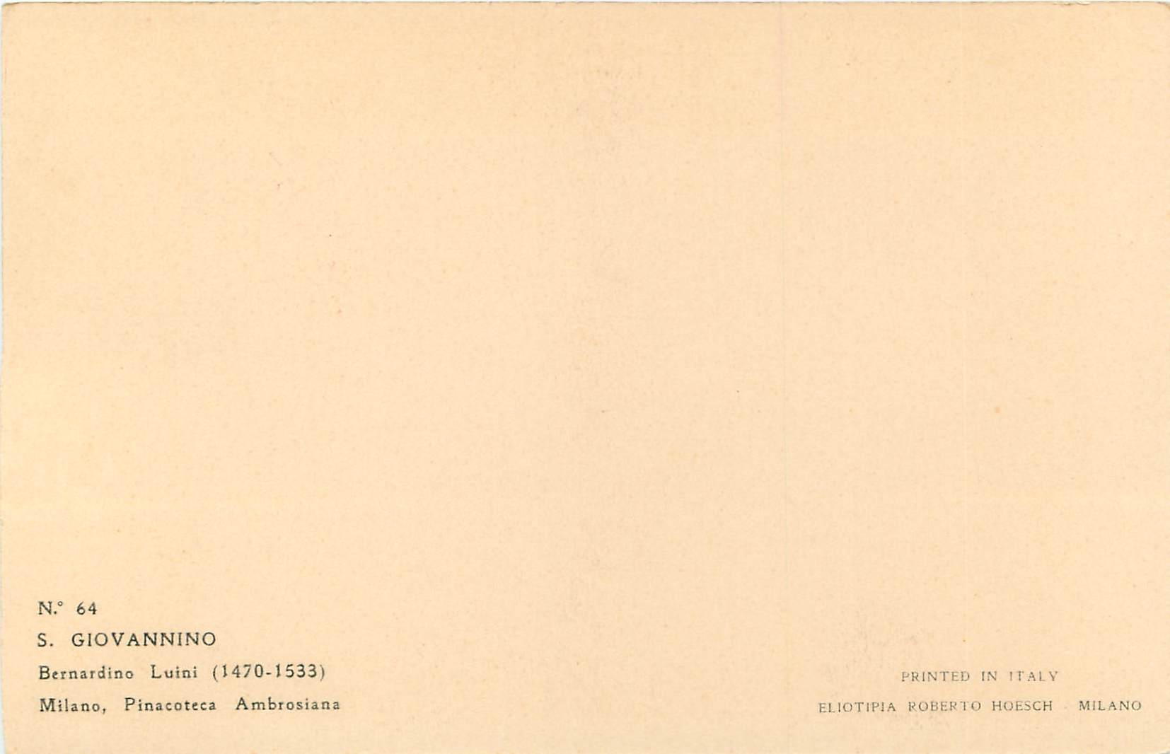 CPA N 64 s giovannino bernadino luini (1470 1533) milano pinacoteca ambrosiana — Verso