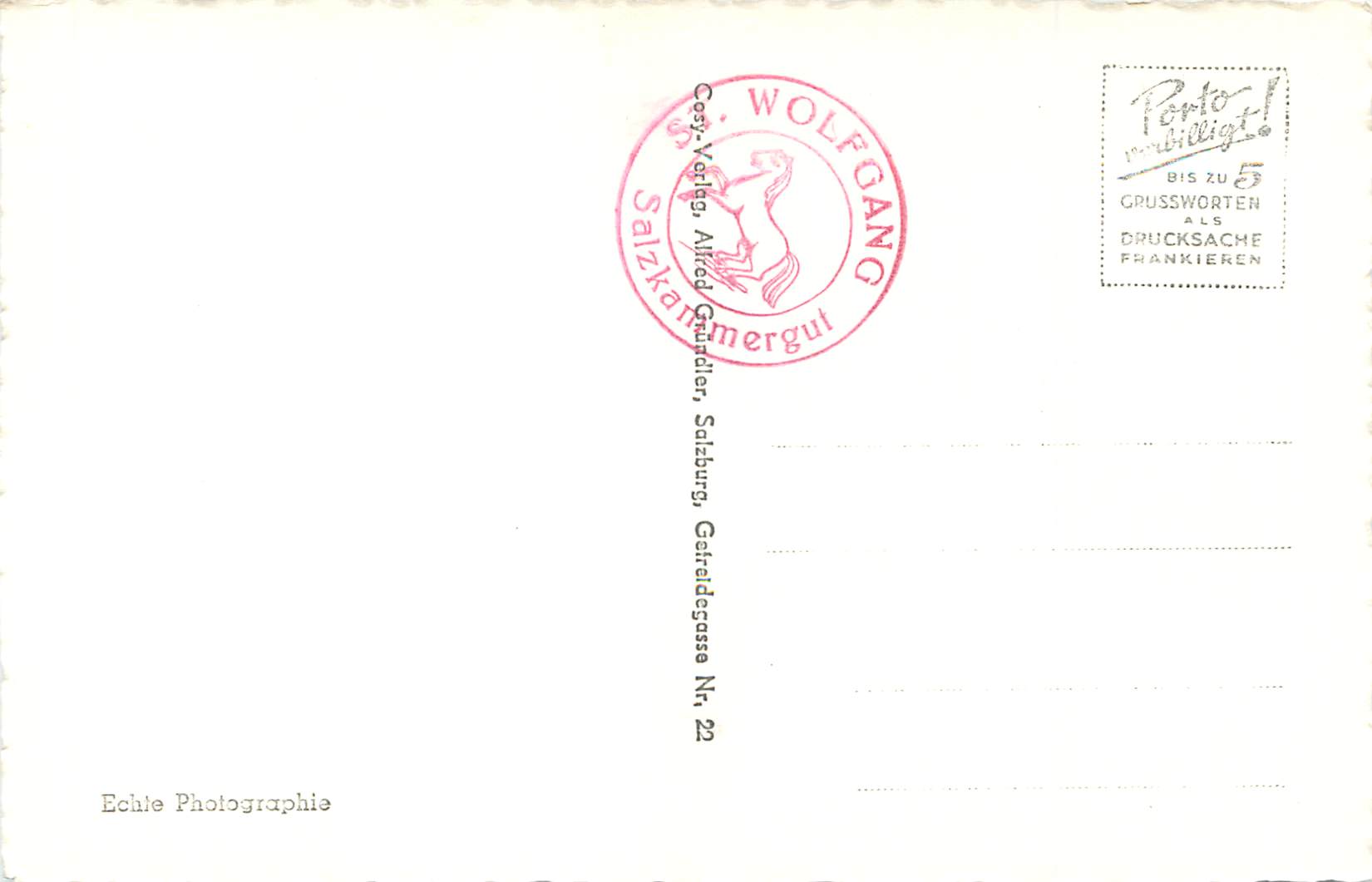 CPM St wolfgang am see die perle des salzkammerguts Cheval — Verso
