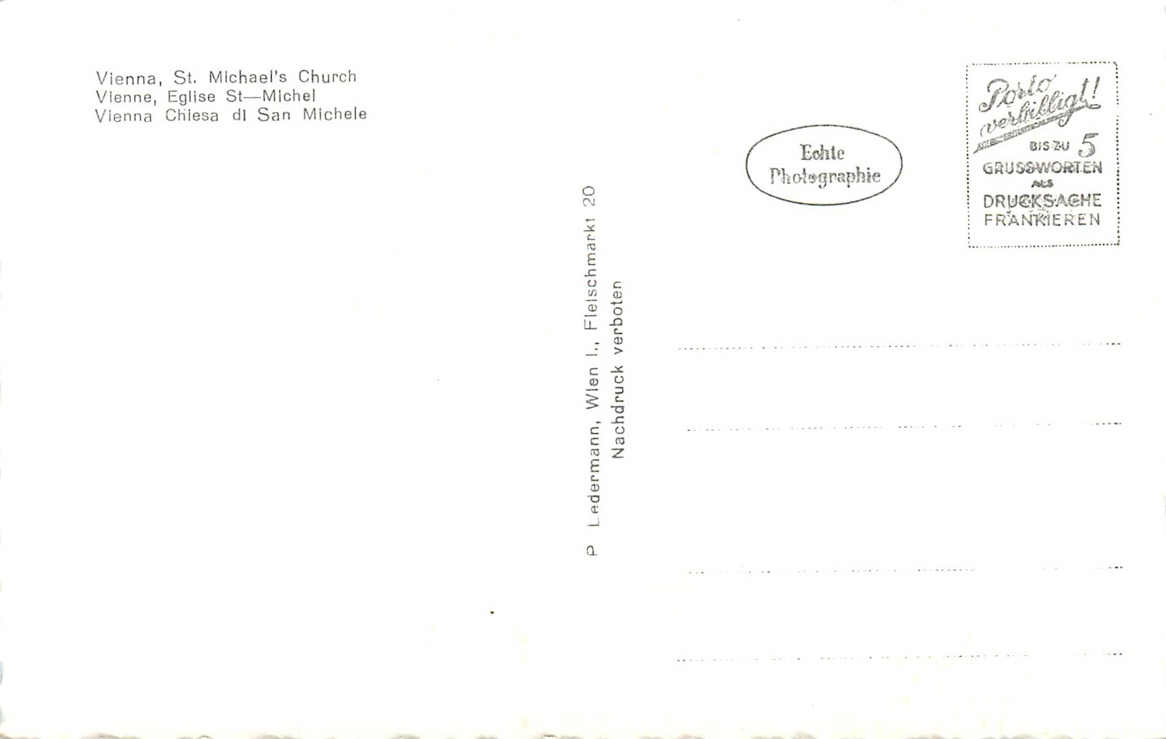 CPM Vienne eglise st michel Wien i michaeler burgtor michaeler kirche 50415 — Rückseite