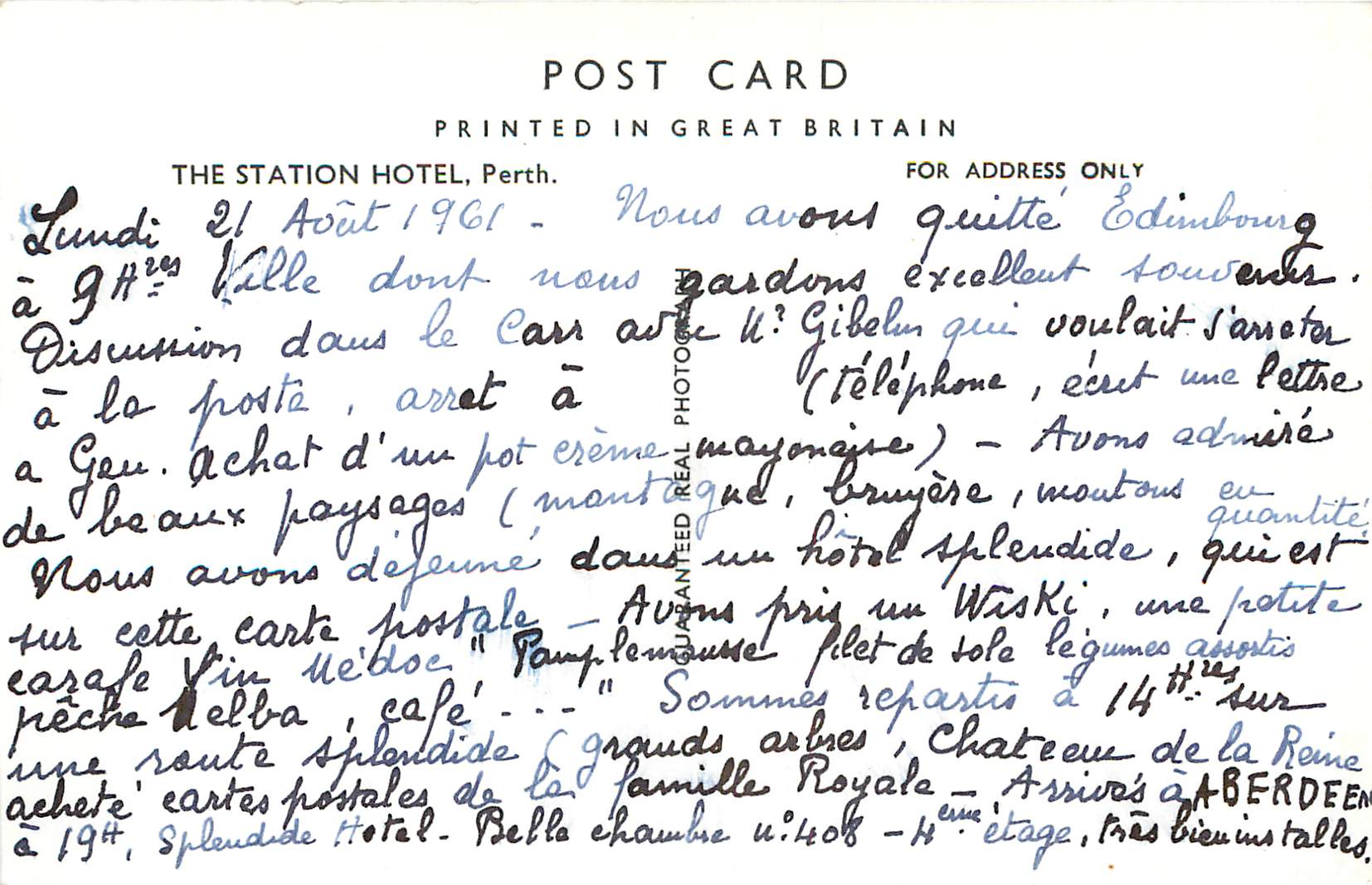 CPM The station hotel perth — Rückseite