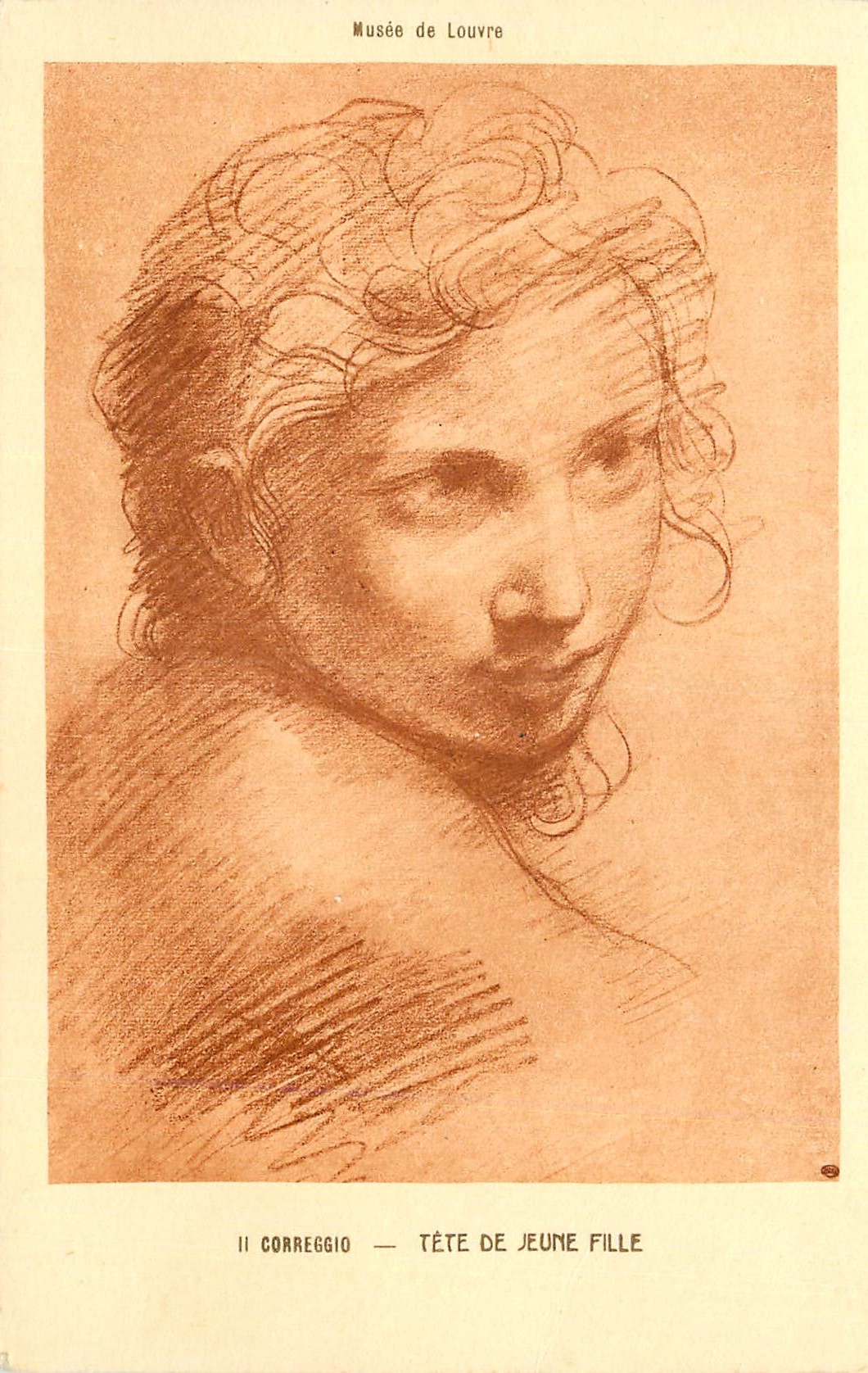 CPA musee du louvre ii correggio tete de heune fille
