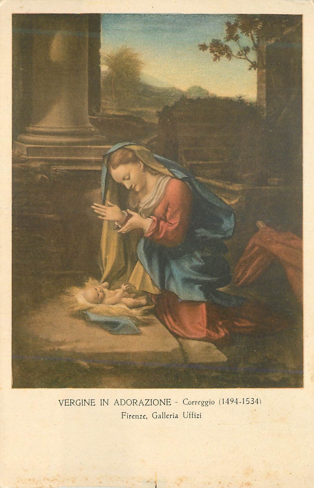CPA Vergine in adorazione correggio (1494 1534) firenze galleria uffizi