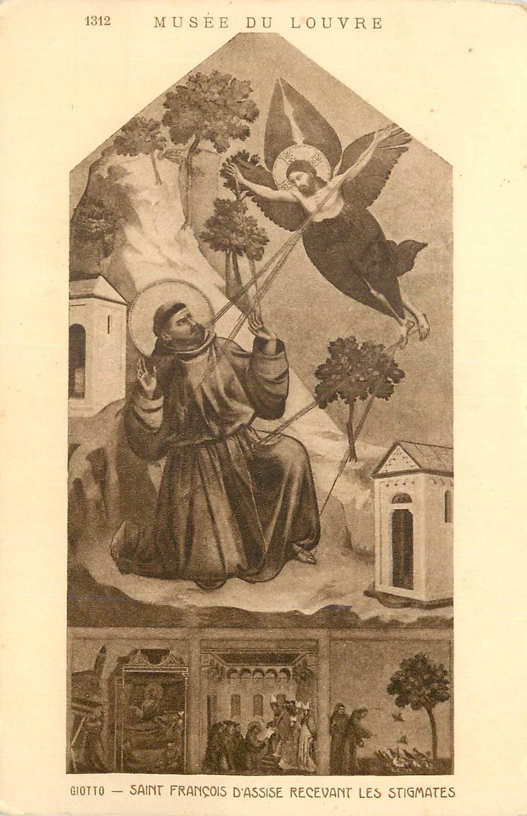 CPA Giotto saint frencois d assise recevant les stigmates