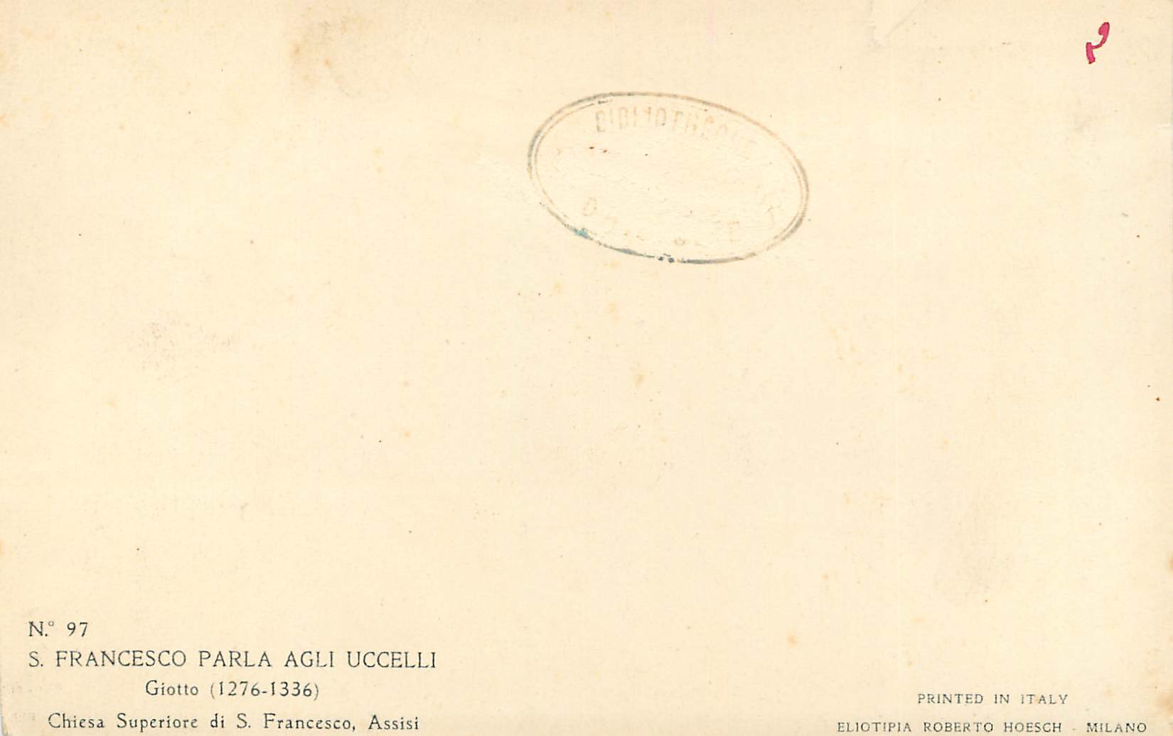 CPA N 97 s francesco parla agli uccelli giotto (1276 1336) — Rückseite