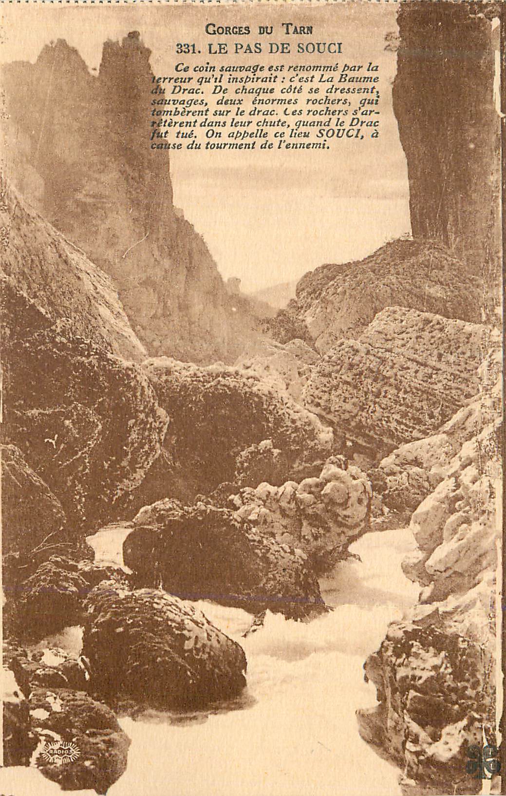 Gorges du Tarn — Le Pas de Souci — série 331 — éditeur VIGOR - Recto