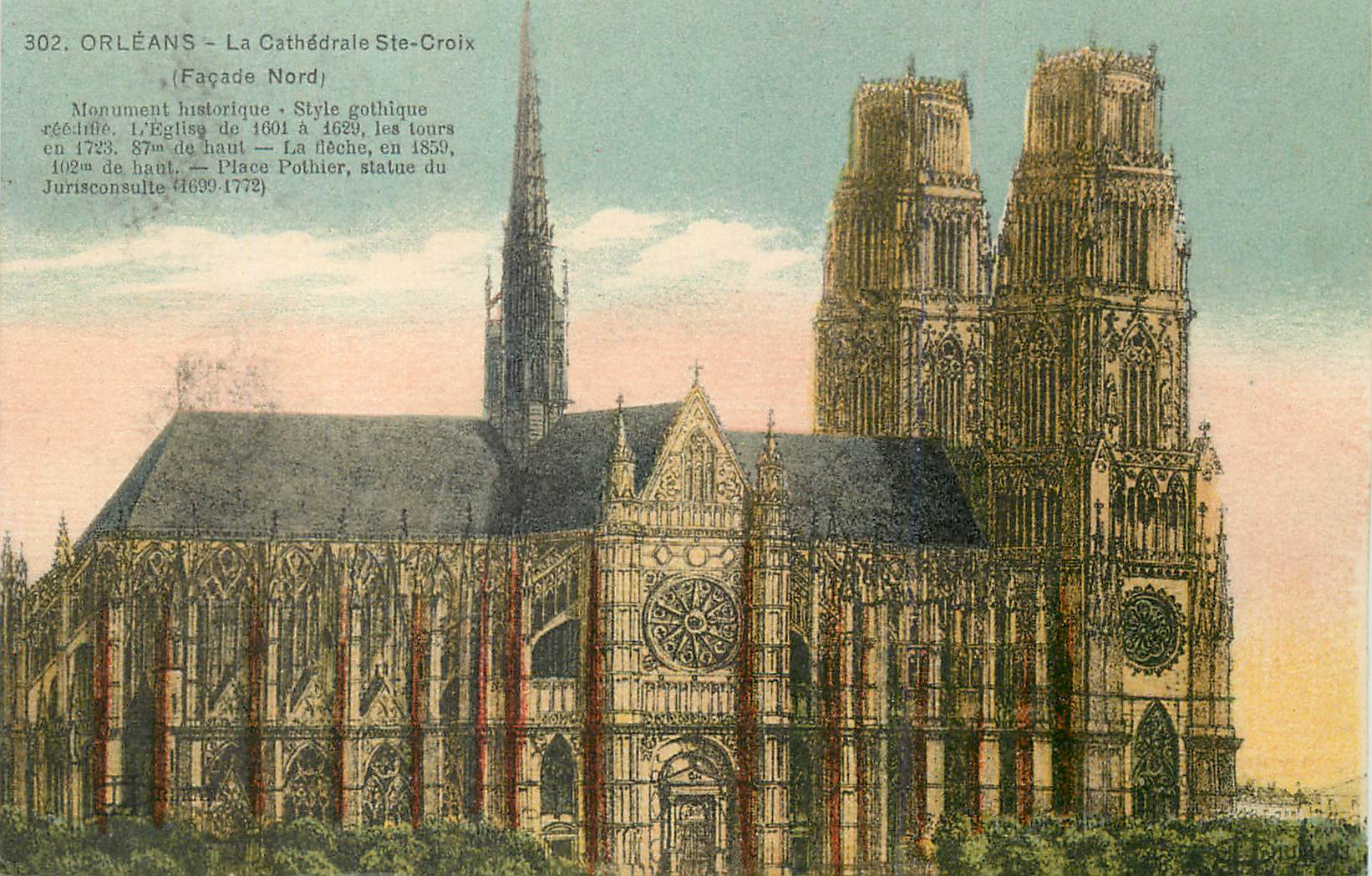 CPA 302 orleans la cathedrale ste croix (facade nord)