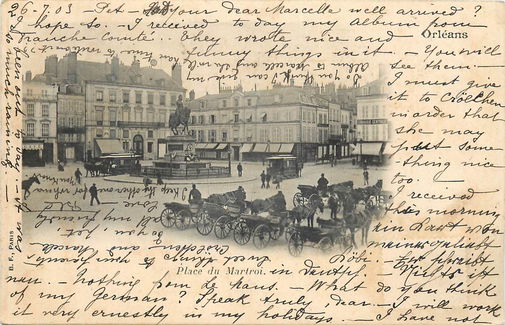 CPA Orleans place du martroi (carte 1900)