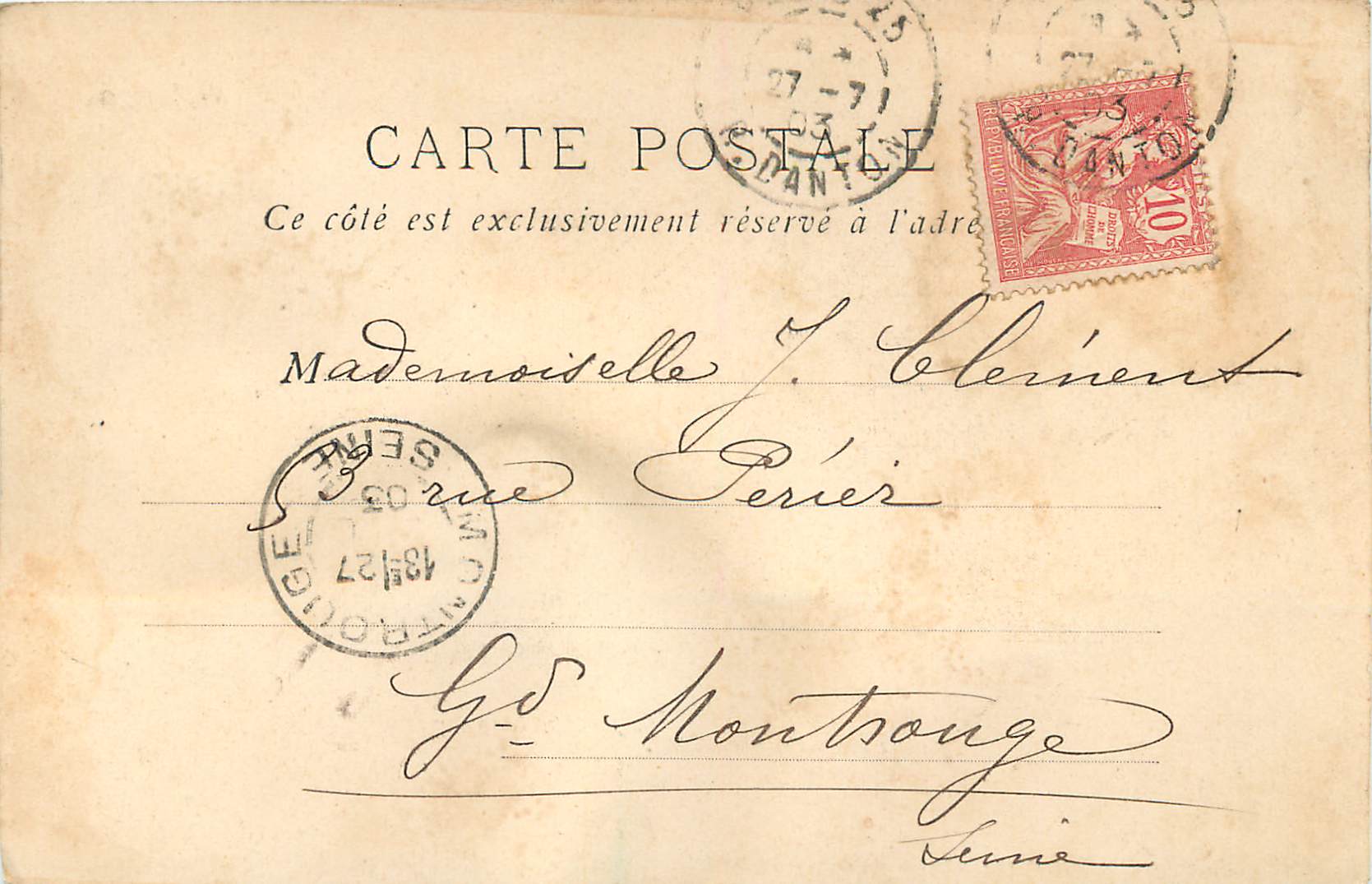 CPA Orleans place du martroi (carte 1900) — Verso