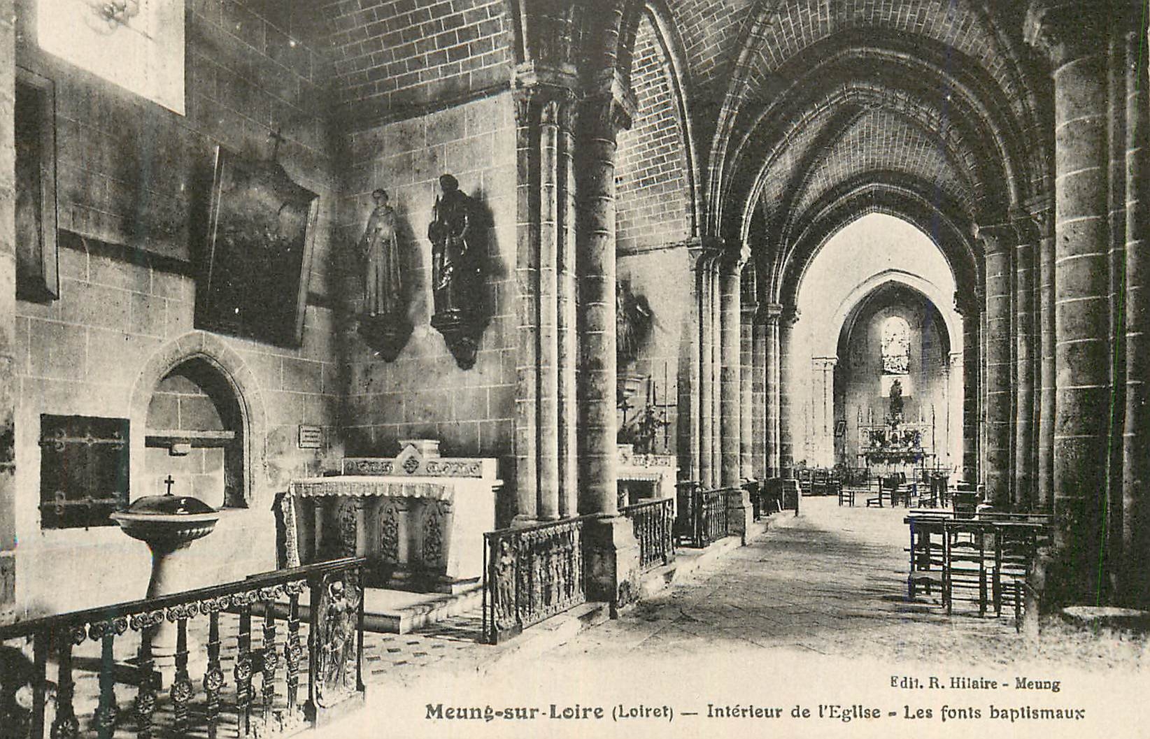 CPA Meung sur loire (loiret) interieur de l eglise les fonts baptismaux