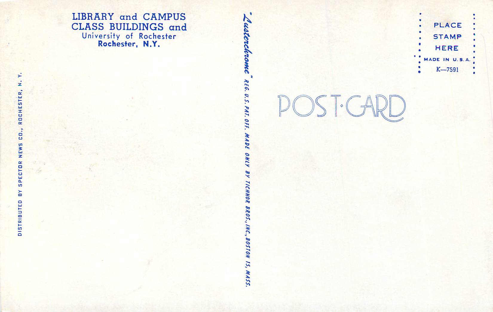 CPA Library and campus class building and univesity of rochester n y — Rückseite