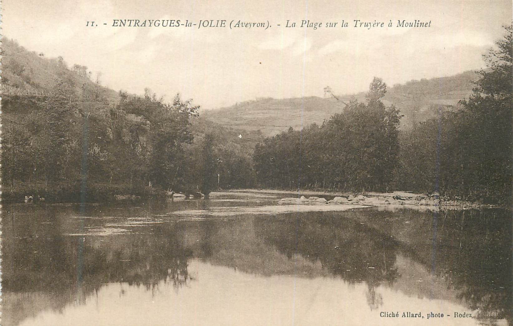 Entraygues-la-Jolie (Aveyron) — La Plage sur la Truyère à Moulinet — Cliché Allard, photo - Rodez