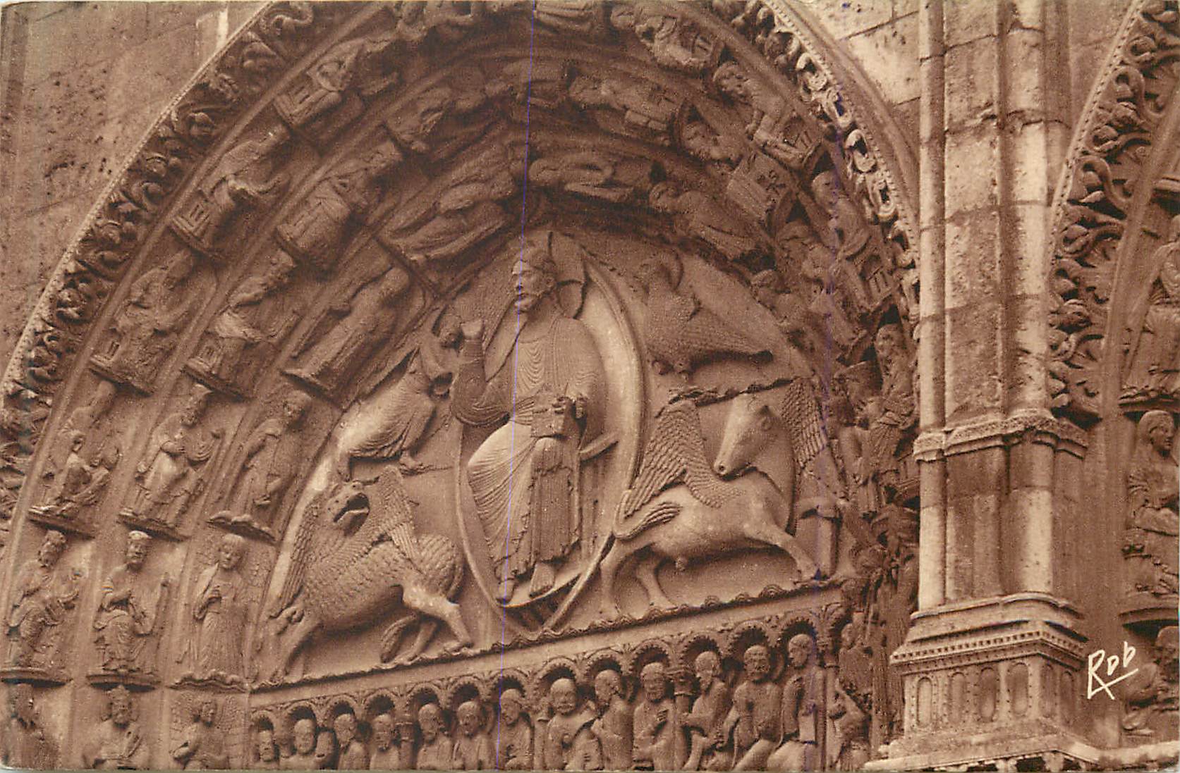 CPA 272 chartres la cathedrale portail royal tympan xii s