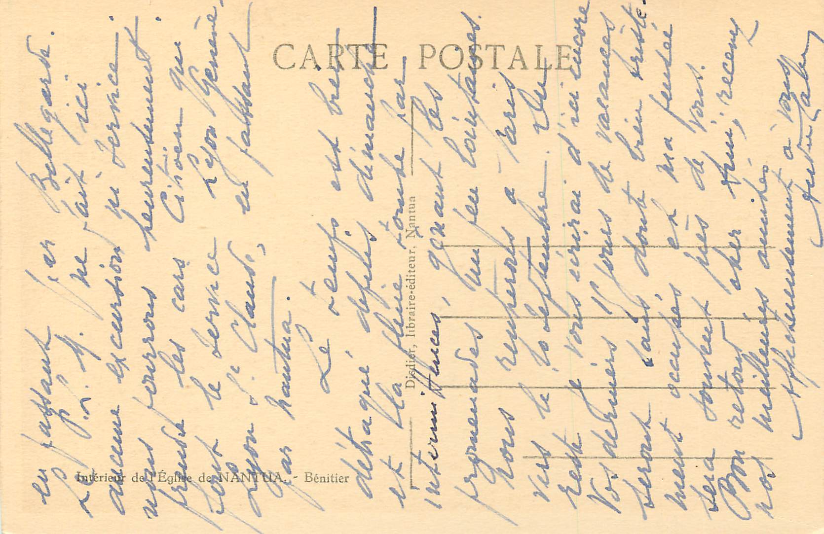 CPA Interieur de l eglise de nantua benitier — Rückseite