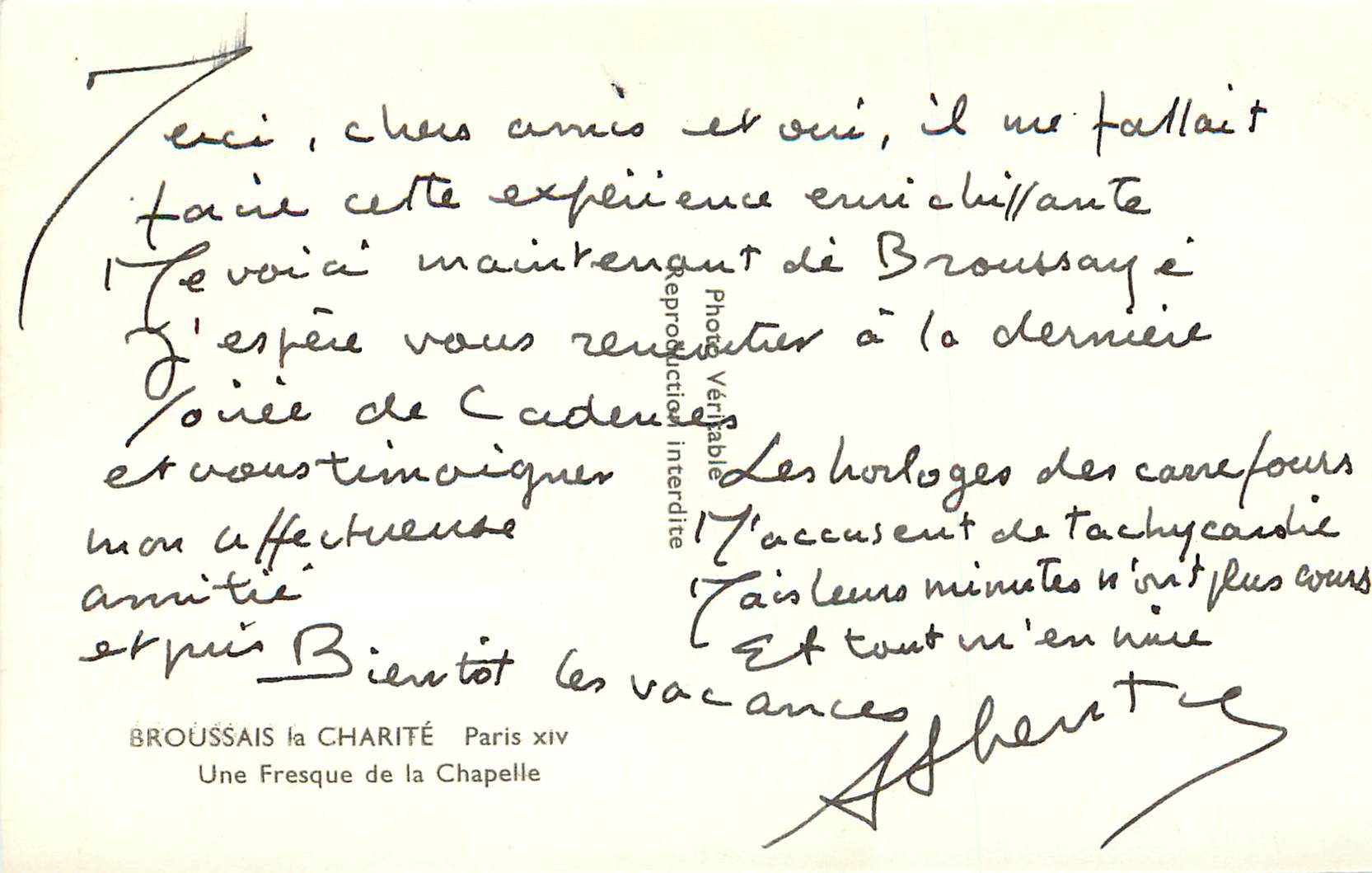 CPA Broussais la charite paris xiv une fresque de la chapelle — Verso