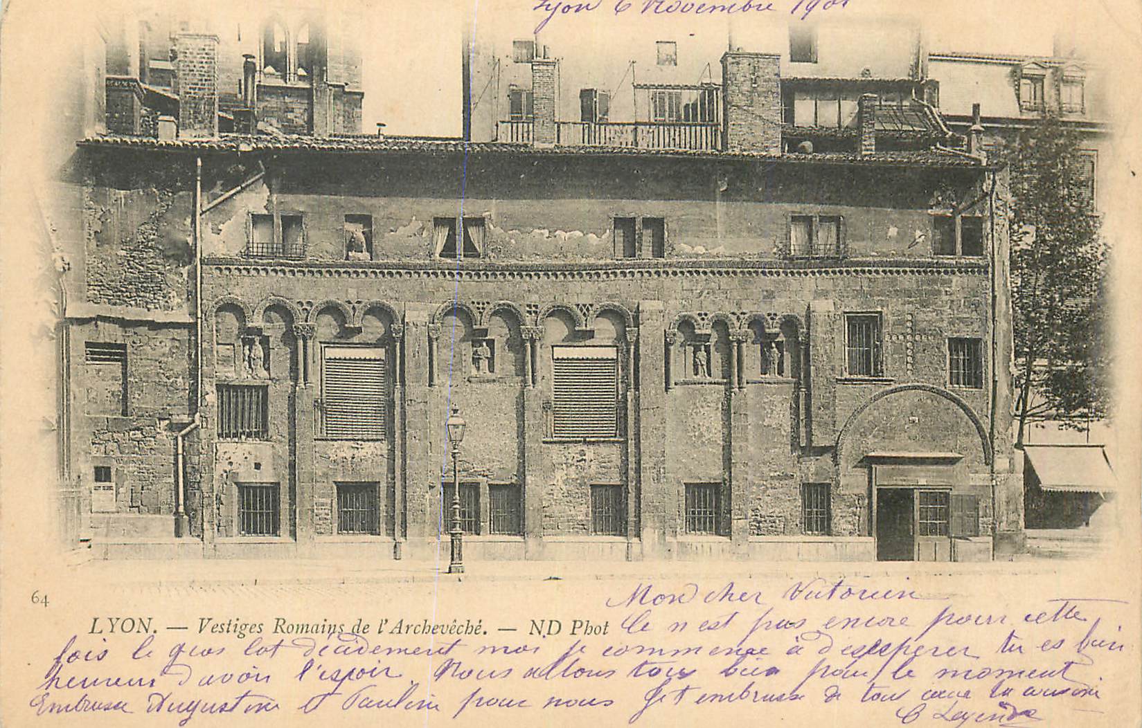 CPA Lyon vestiges romains de l archeveche (carte 1900)