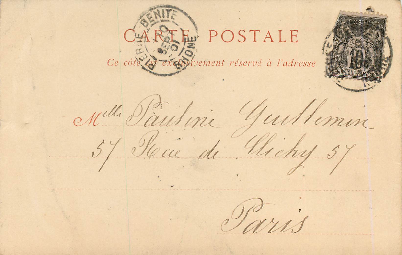 CPA Lyon l homme de la roche (carte 1900) — Rückseite