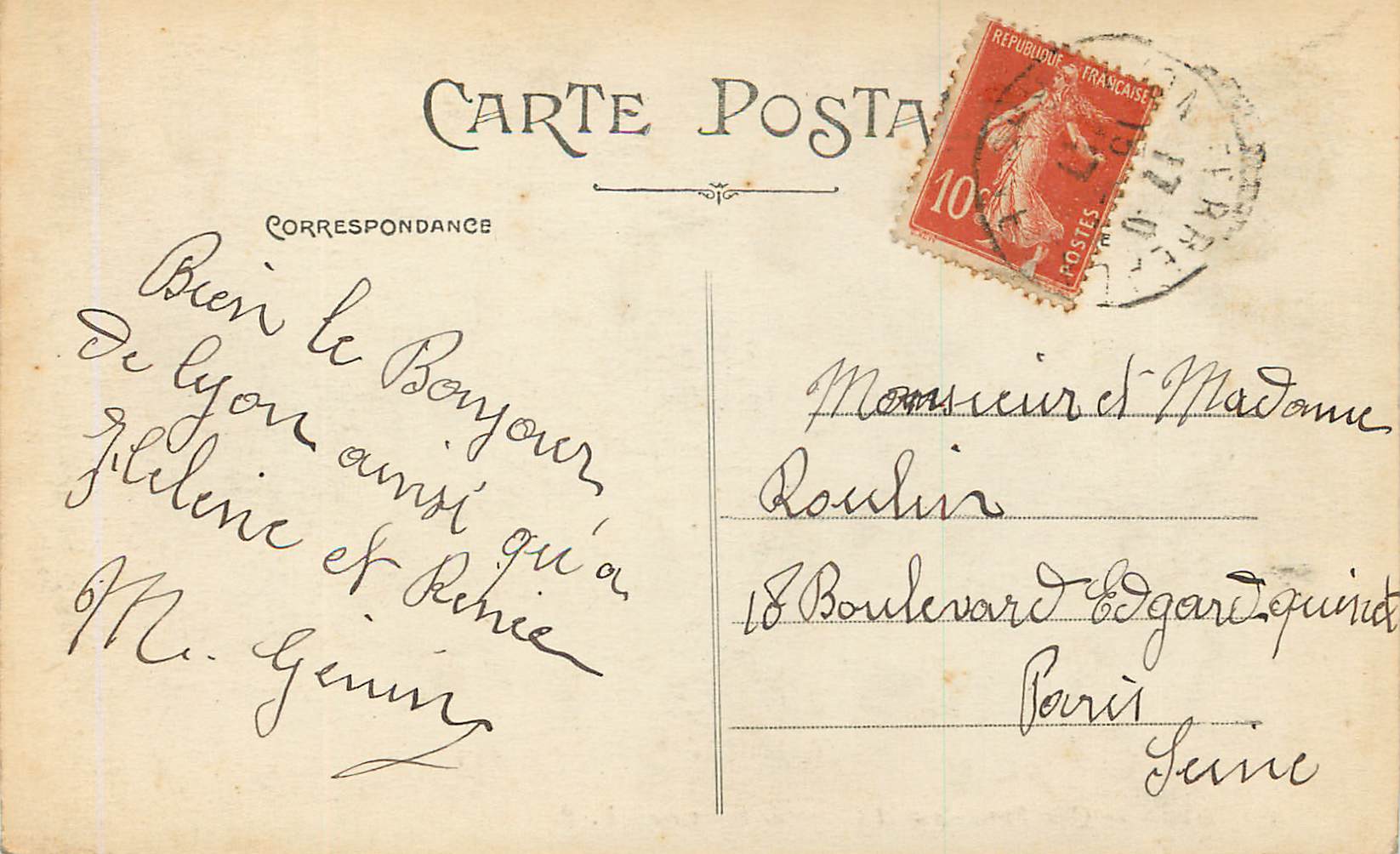 CPA 391 lyon quai pierre seize et coteau de fourviere — Verso