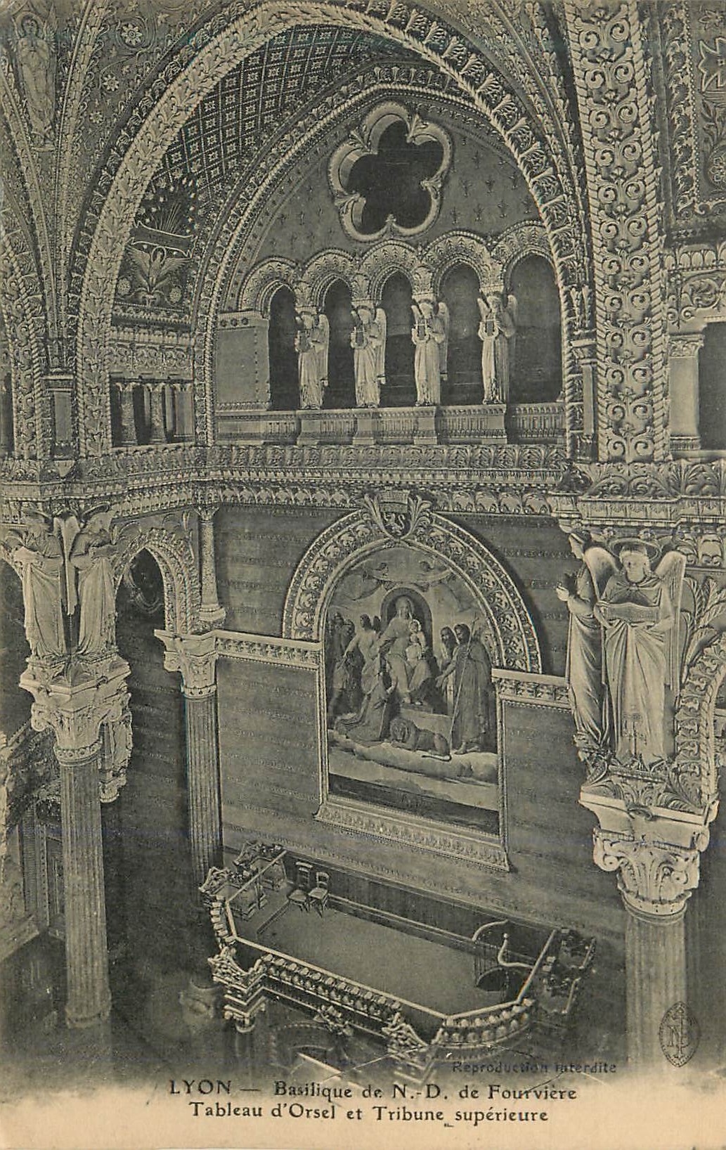 CPA Lyon basilique de n d de fourviere tableau d orsel et tribune superieure
