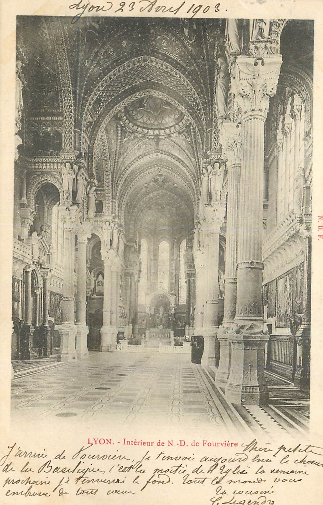 CPA Lyon interieur de n d de fourviere (carte 1900)
