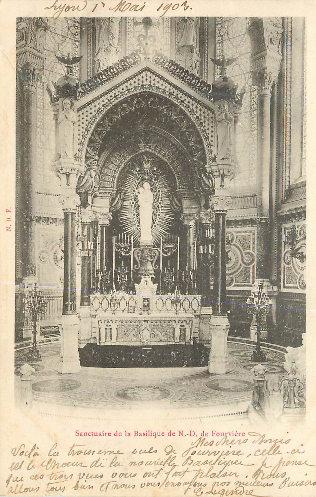Sanctuaire de la Basilique de N.-D. de Fourvière — Lyon, 1er Mai 1903 — N.D.E.