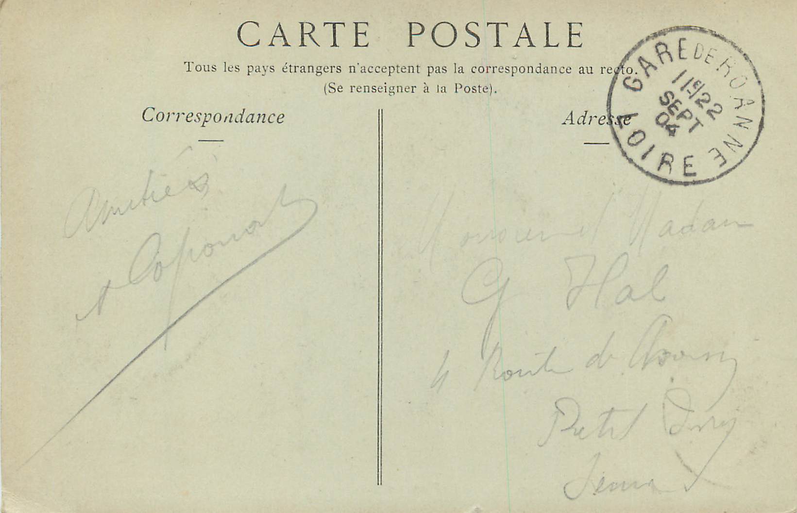 CPA Lyon la fontaine bartboldi(place des terreaux) — Rückseite