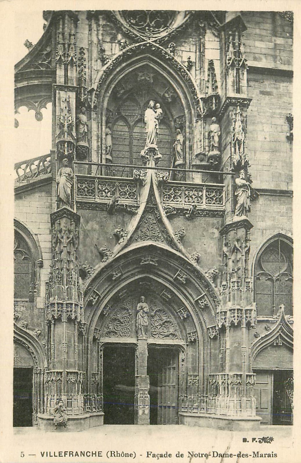 Villefranche (Rhône) — Façade de Notre-Dame-des-Marais — B. F. N°5