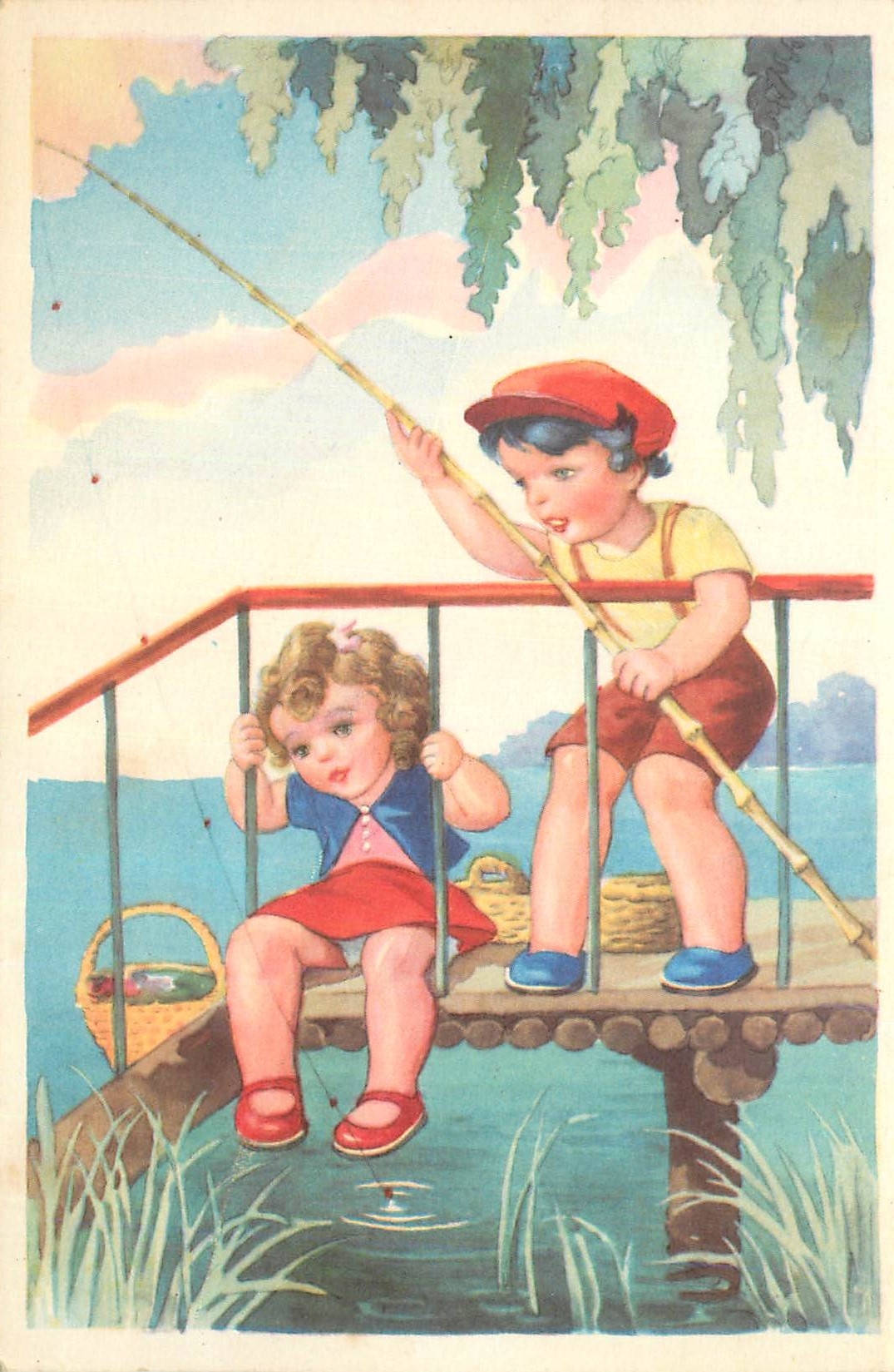 CPA Enfants Peche