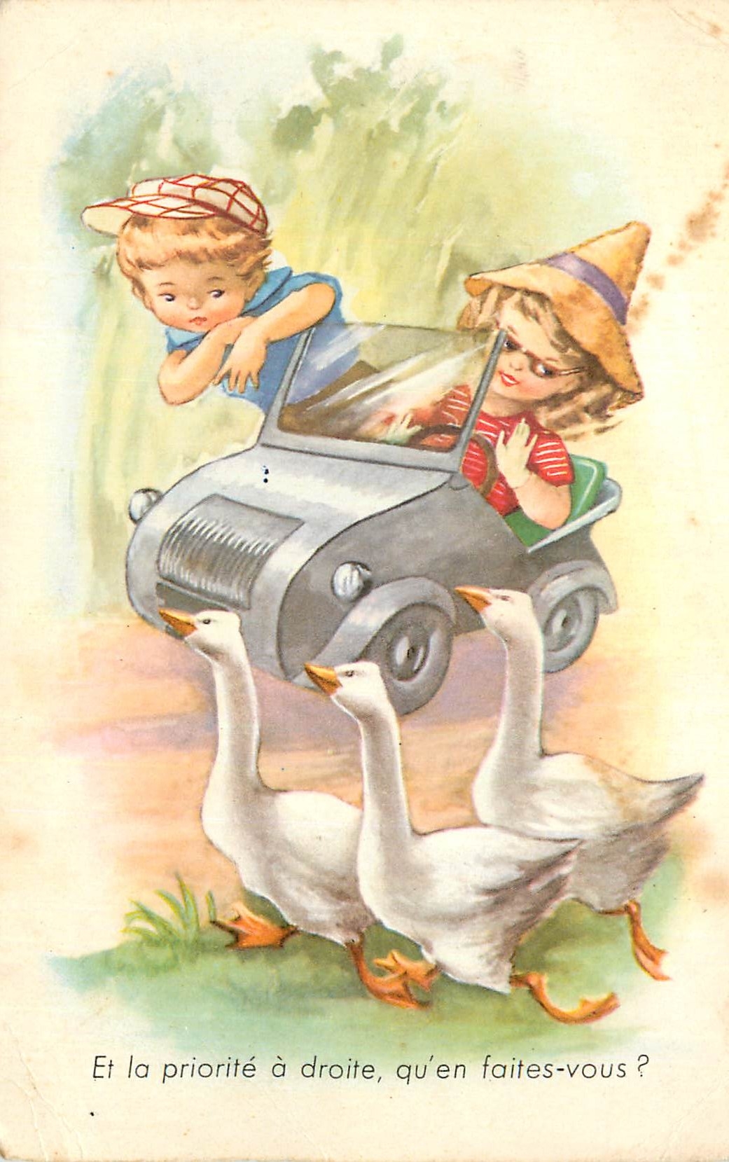 CPA Enfants Automobile