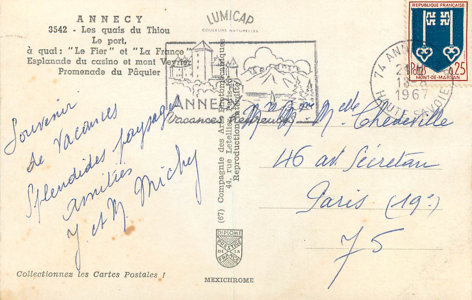 Annecy — Souvenir d'Annecy — Lumicap — Rückseite