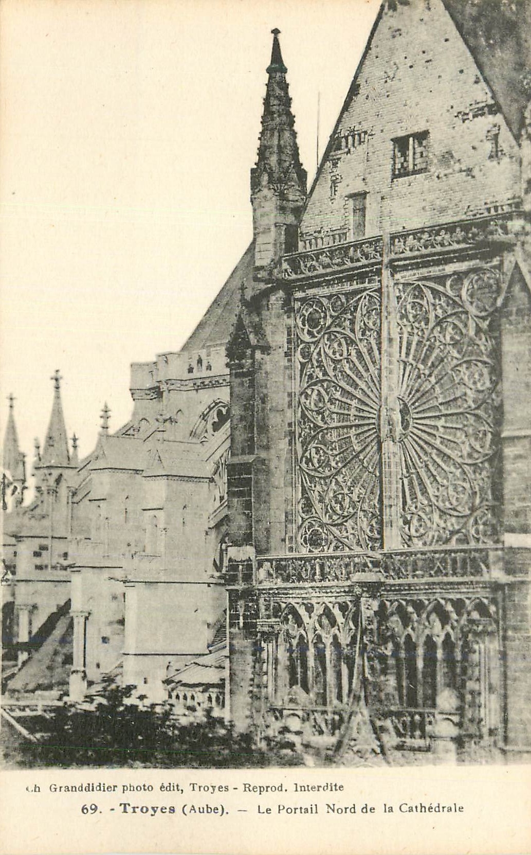 CPA 69 troyes(aube) le portail nord de la cathedrale