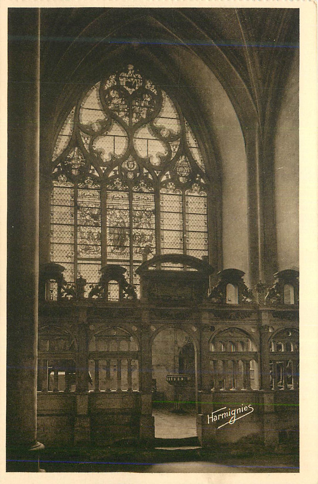Troyes — Cathédrale Saint-Pierre et Saint-Paul — Chapelle des Fonts, Clôture Renaissance de Jean Bailly (1511), Verrière de l'Apocalypse (XVIe siècle)