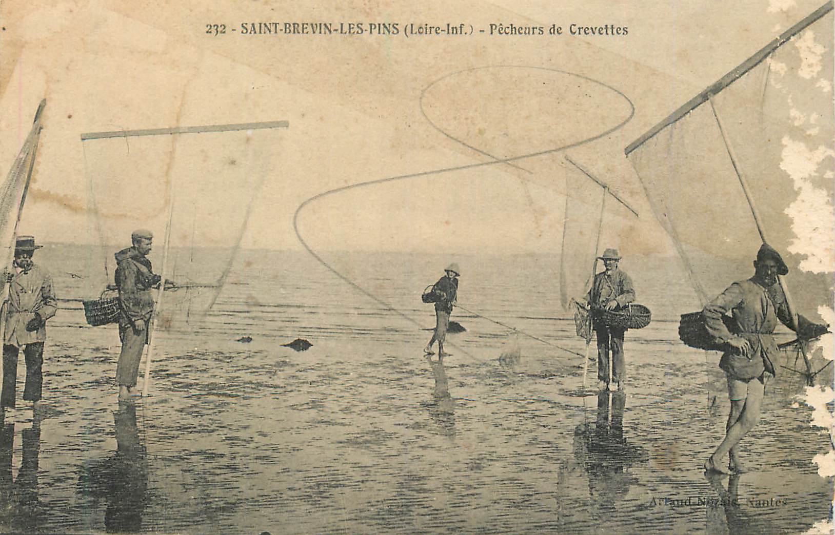 CPA 232 saint brevin les pins(loire inf) pecheurs de crevettes