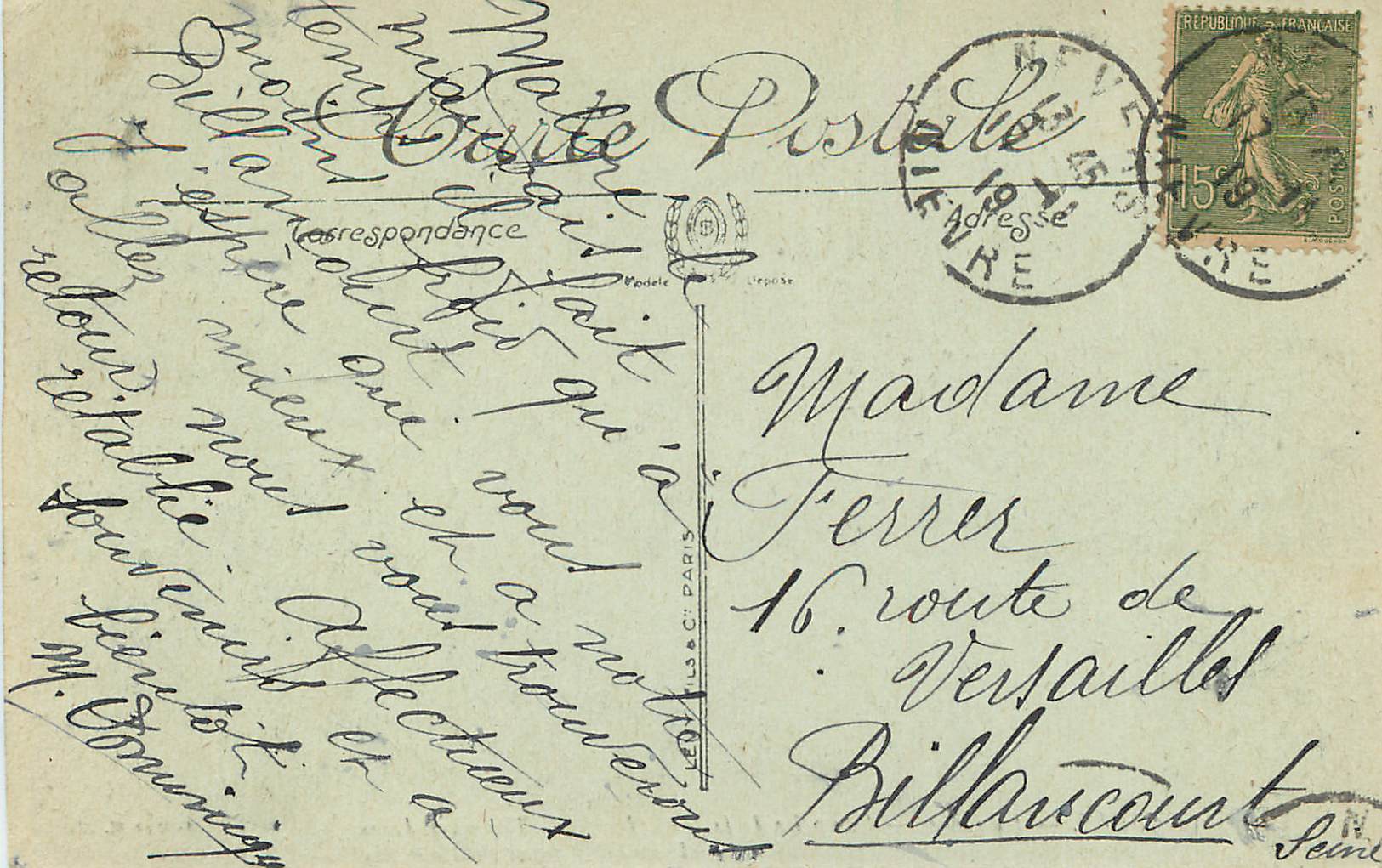 Nevers — Die Loire — Ansicht vom Dom — Edition B.N. n°100 — Rückseite