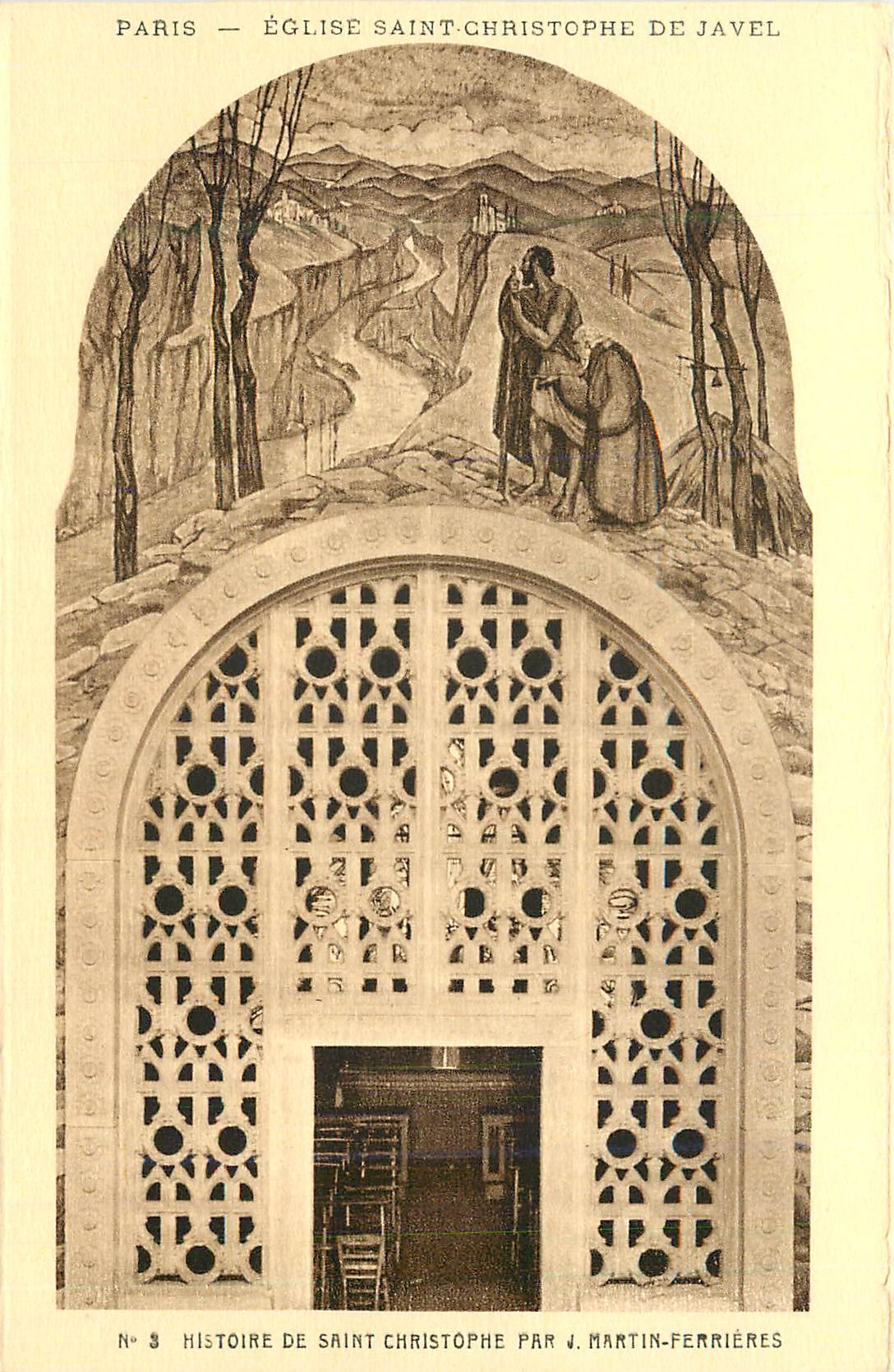 CPA Paris eglise saint christophe de javel n 3 histoire de saint christophe par j martin perrieres
