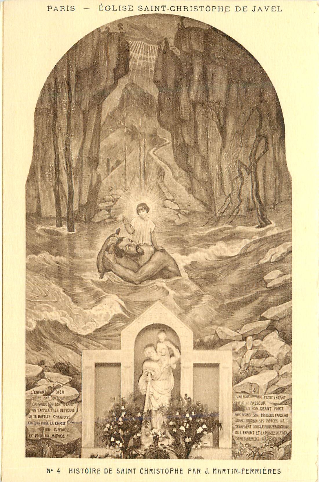 CPA Paris eglise saint christophe de javel n 4 histoire de saint christophe par j martin perrieres