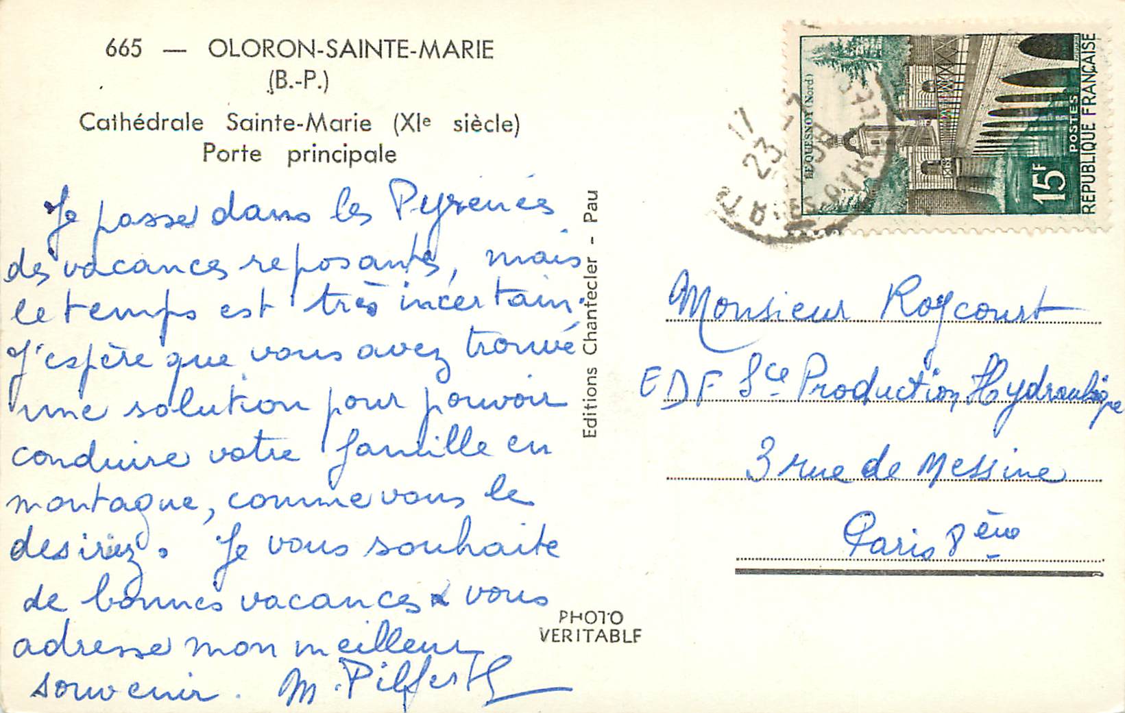 CPM 665 oloron sainte marie(b p) cathedrale sainte marie(xi siecle) porte principale — Rückseite
