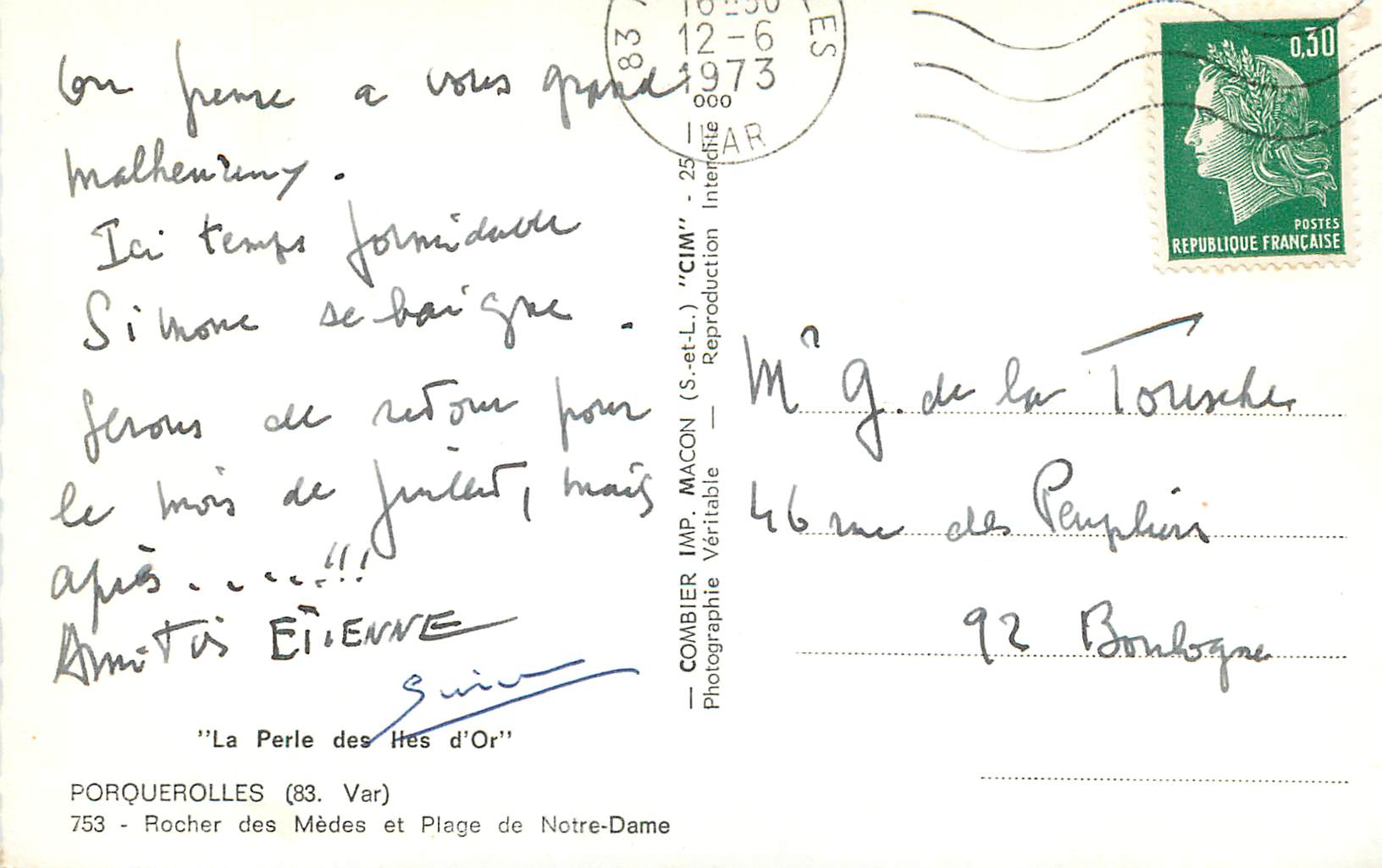 CPM Porquerolles(83 var) 753 rocher des medes et plages de notre dame — Rückseite