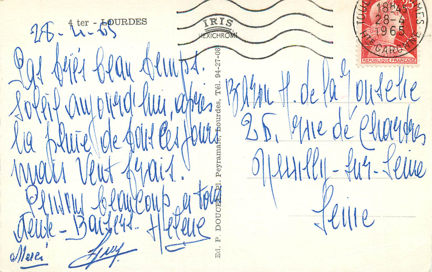 CPM 4 ter lourdes — Verso